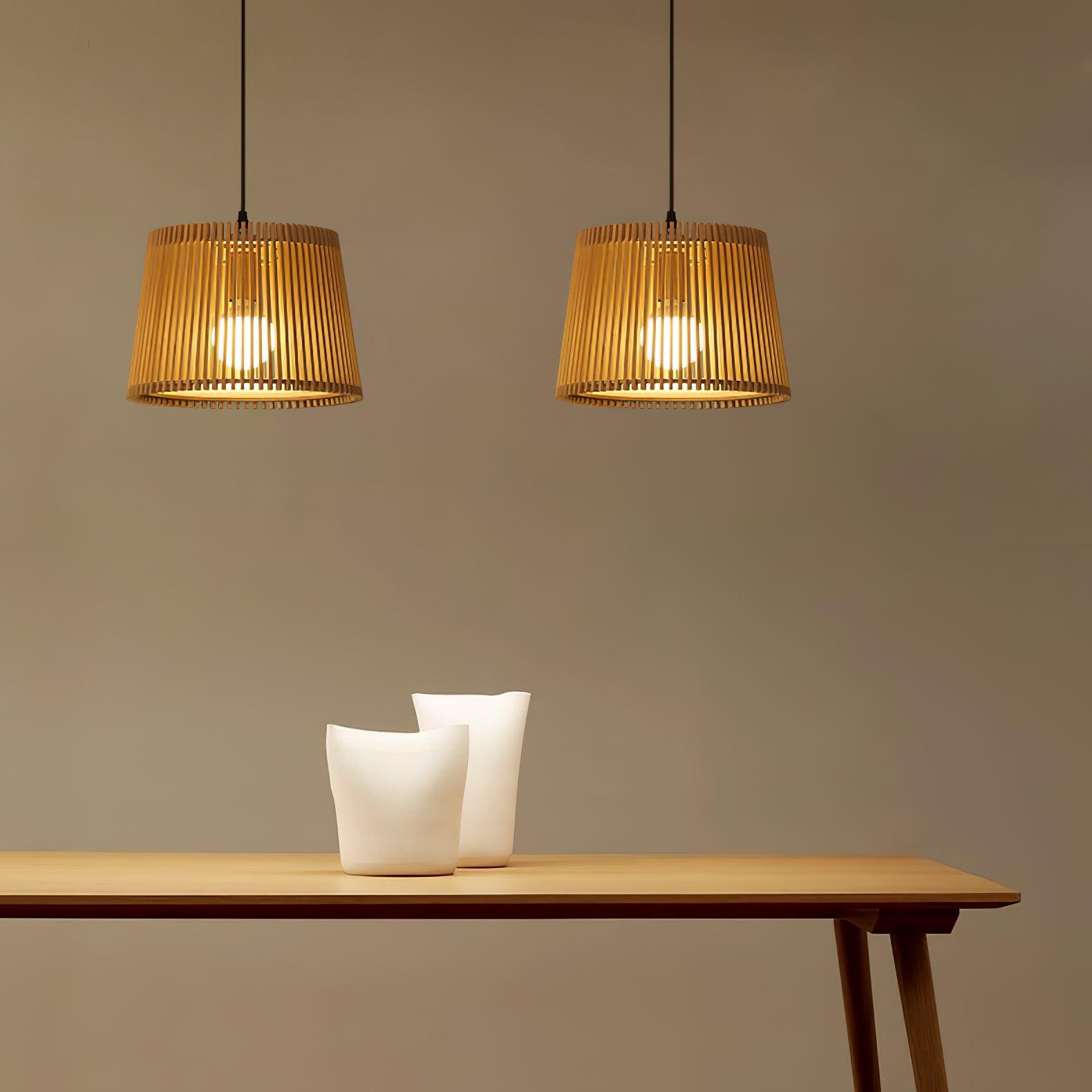 Houten boomstamkleurige kooi hanglamp HL752
