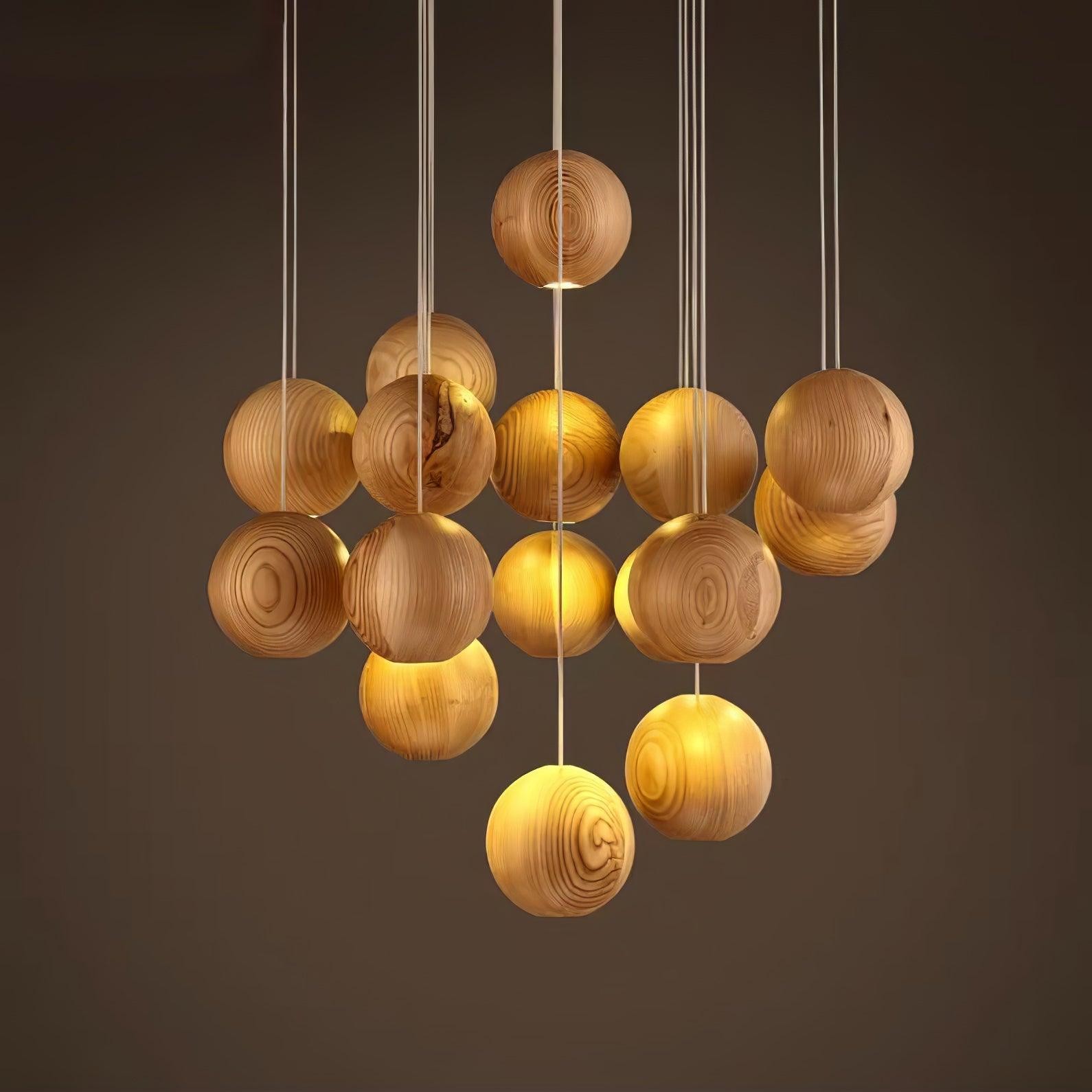 Houten bolvormige cluster hanglamp HL930