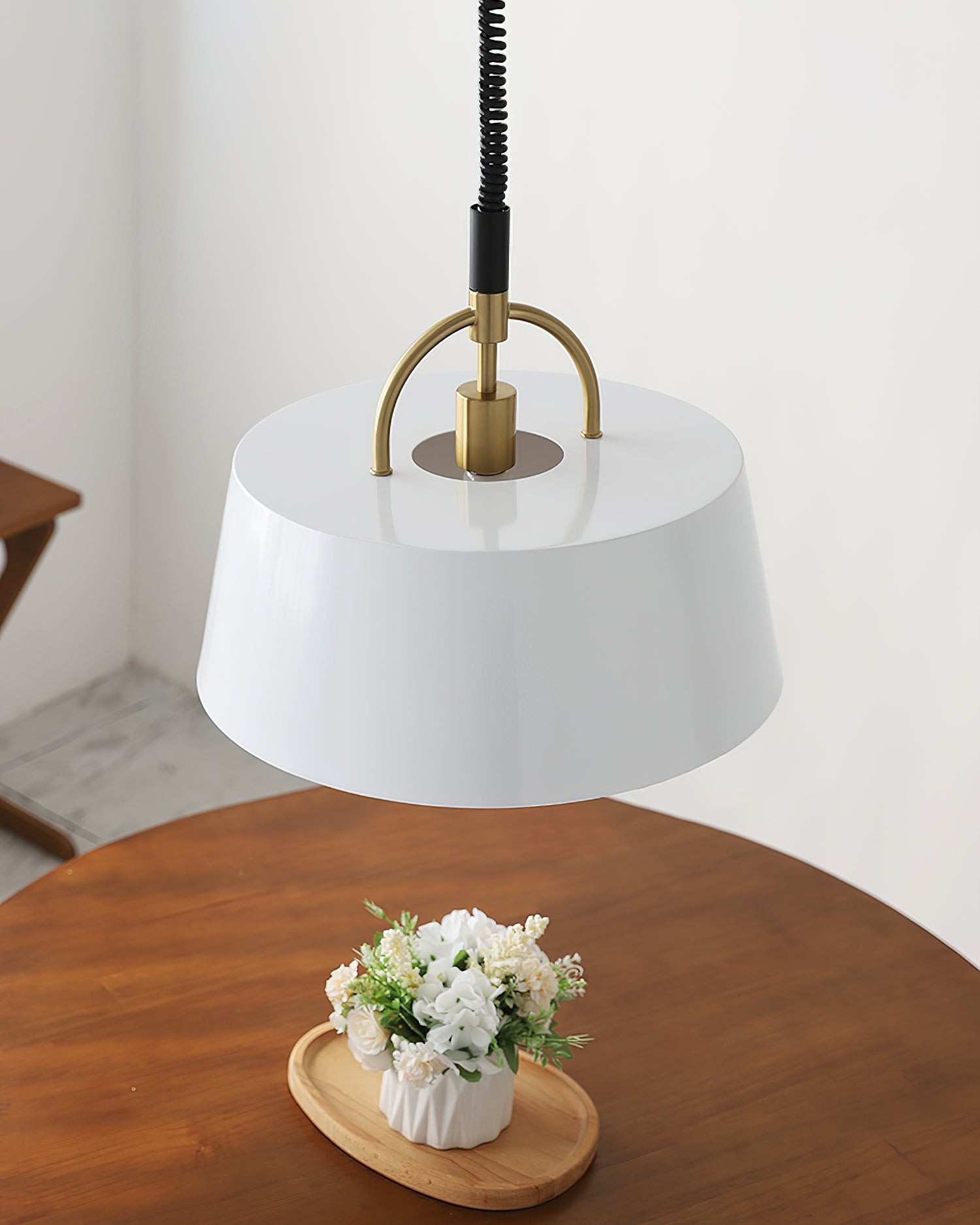 Retro klassieke trommelvormige intrekbare metalen hanglamp HL353