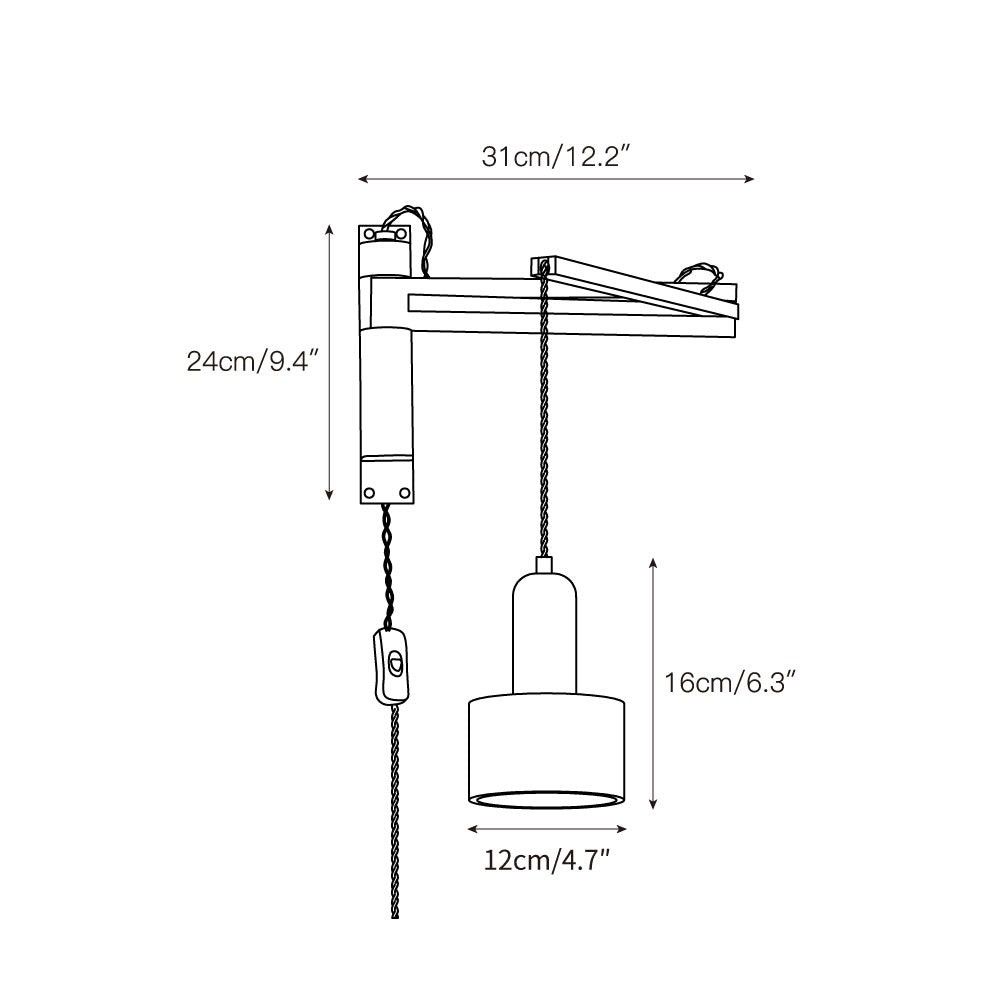 Tia Travertin Wandlamp met zwenkarm en stekker HL3238
