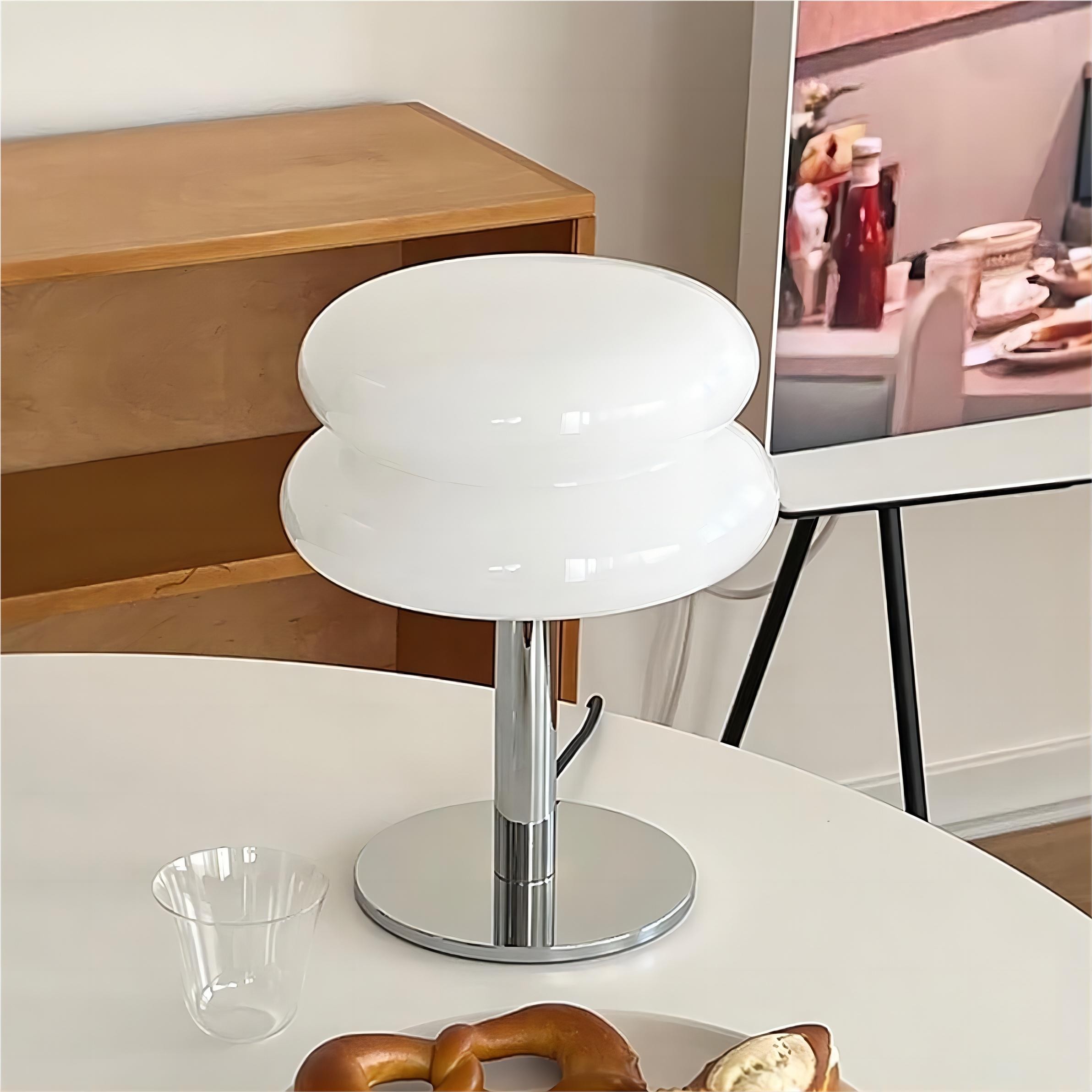 Bauhaus Dubbele Glazen Tafellamp - Sculpturale Gelaagde Nachtlamp voor Slaapkamer en Bureau HL22