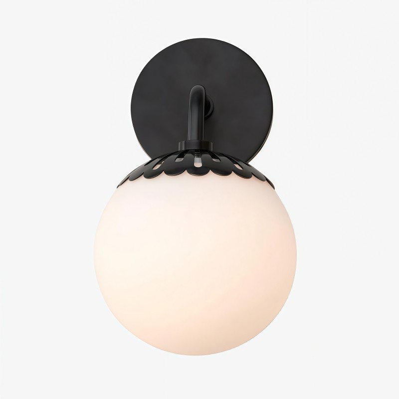 Vinbrea glazen bol wandlamp - minimalistische gebogen arm lamp voor de woonkamer HL2534