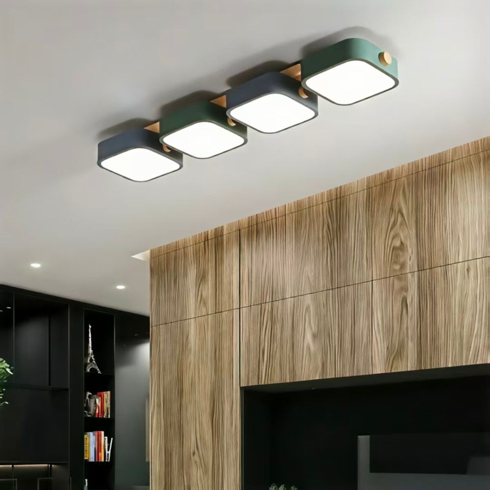 Houten blok plafondlamp - Nordic vierkante LED keukenverlichting HL1348