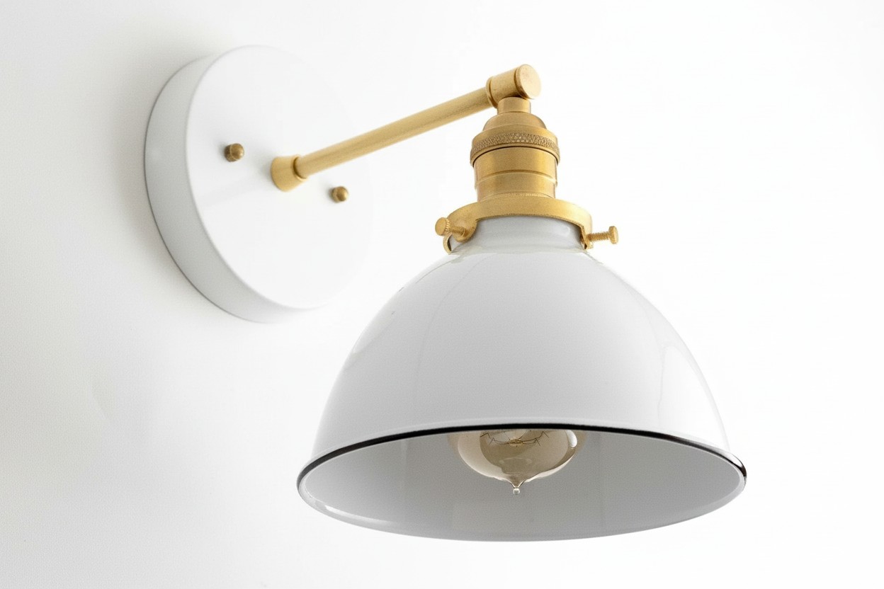Conique Metalen Wandlamp - Witte Metalen Kap - Industriële Moderne Verlichting HL1669