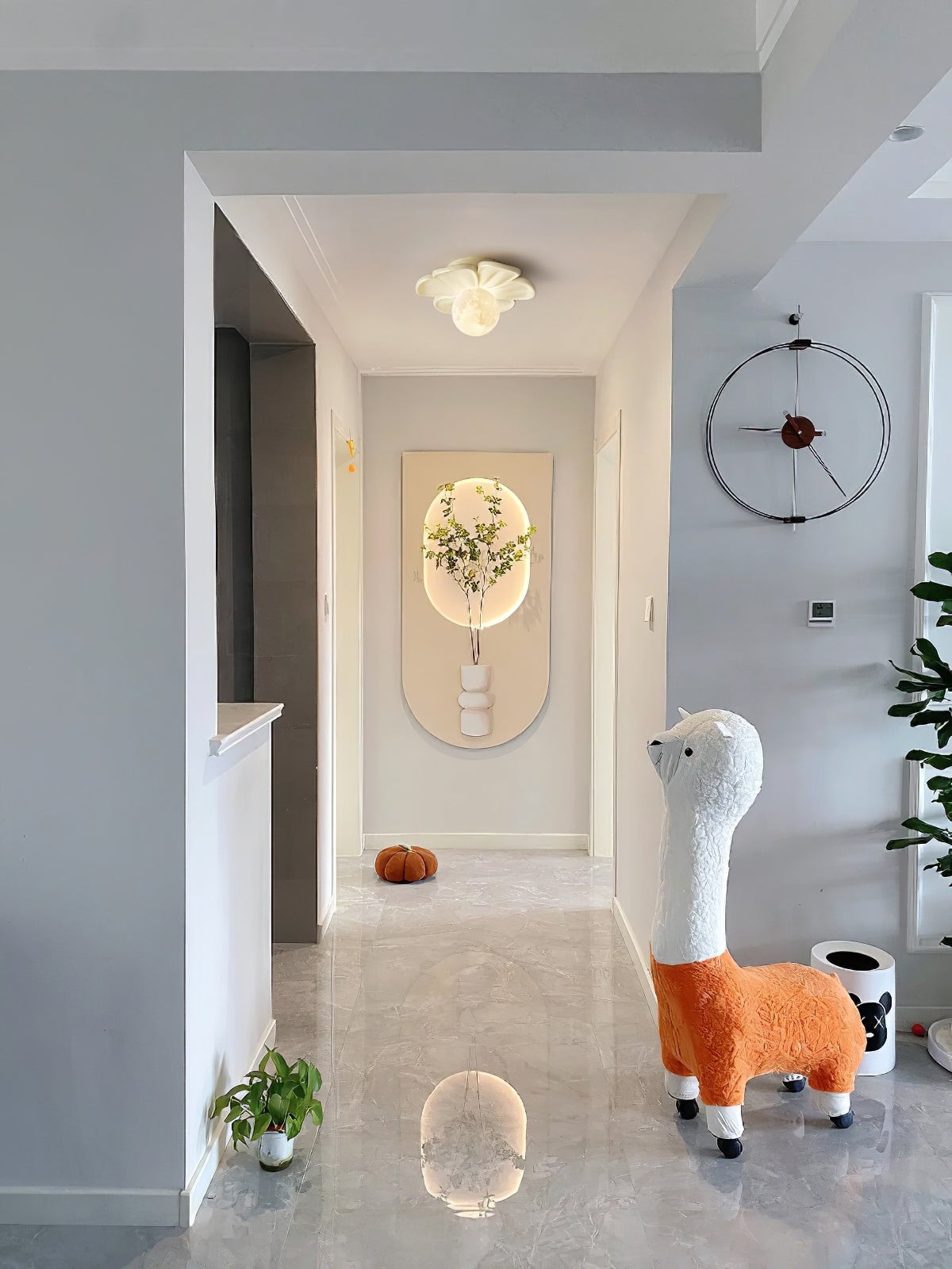 Crèmekleurige bloemvormige plafondlamp HL2961