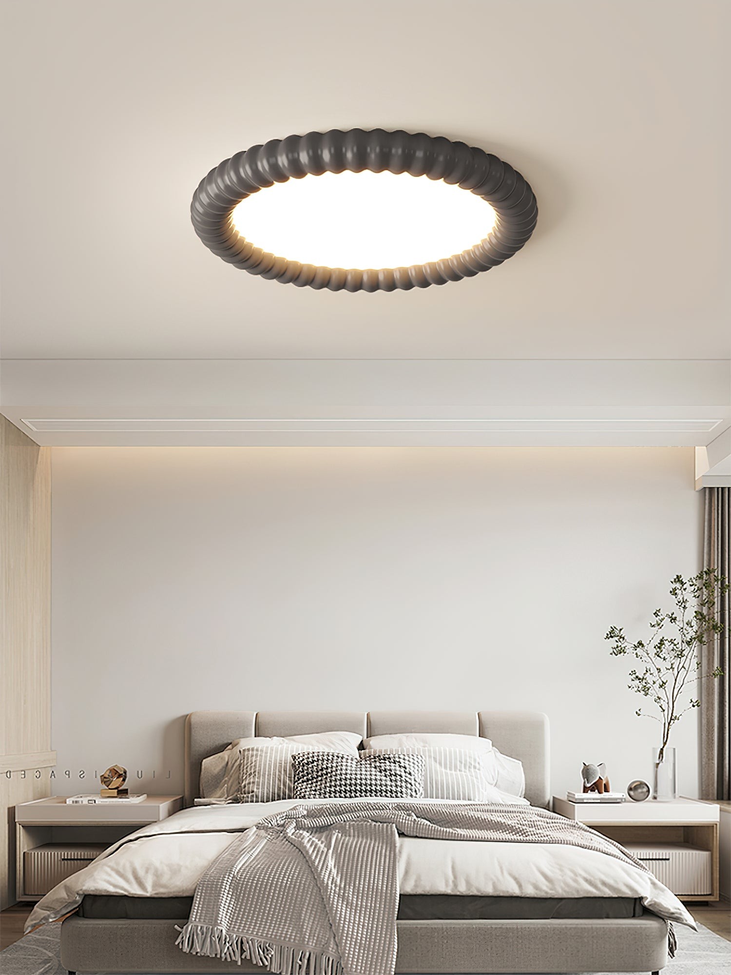 Crèmekleurige stijl rimpelring plafondlamp HL774