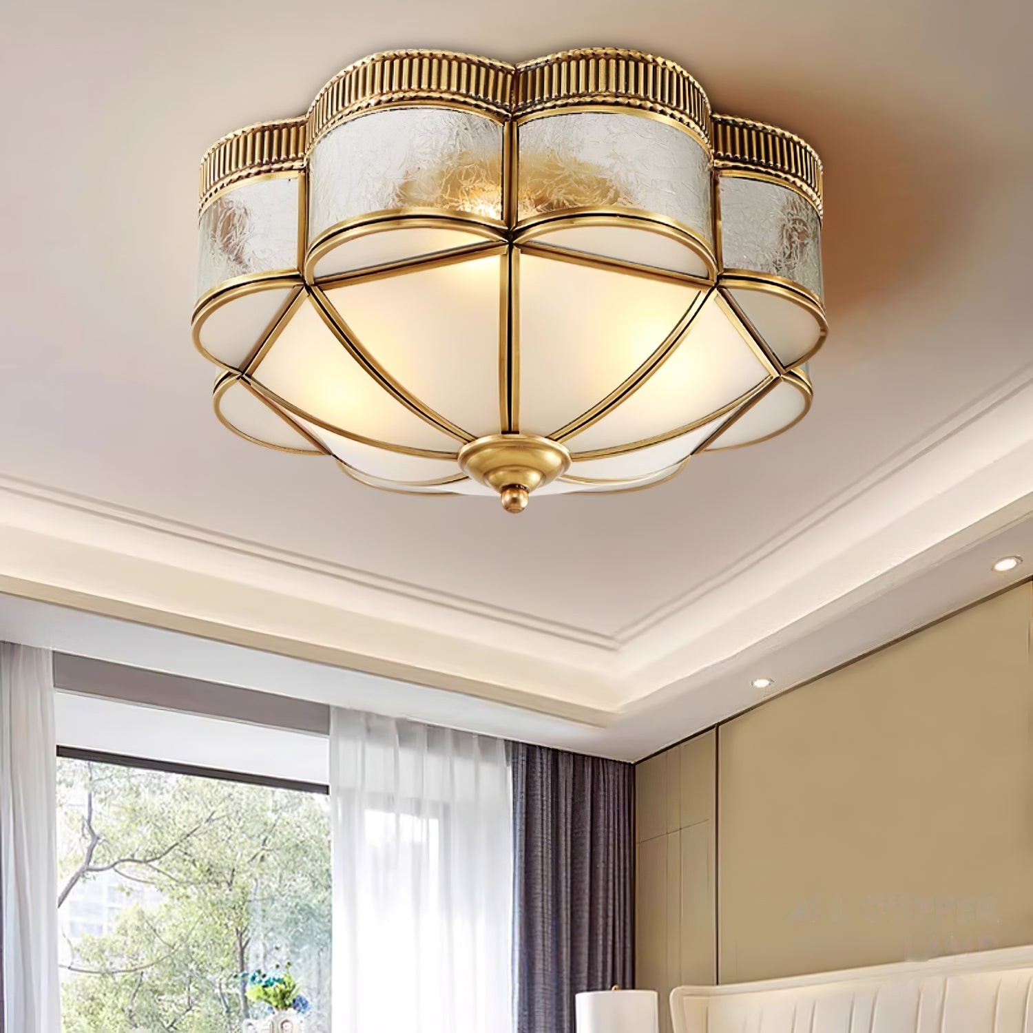 Plafondlamp met koepel van messing HL391