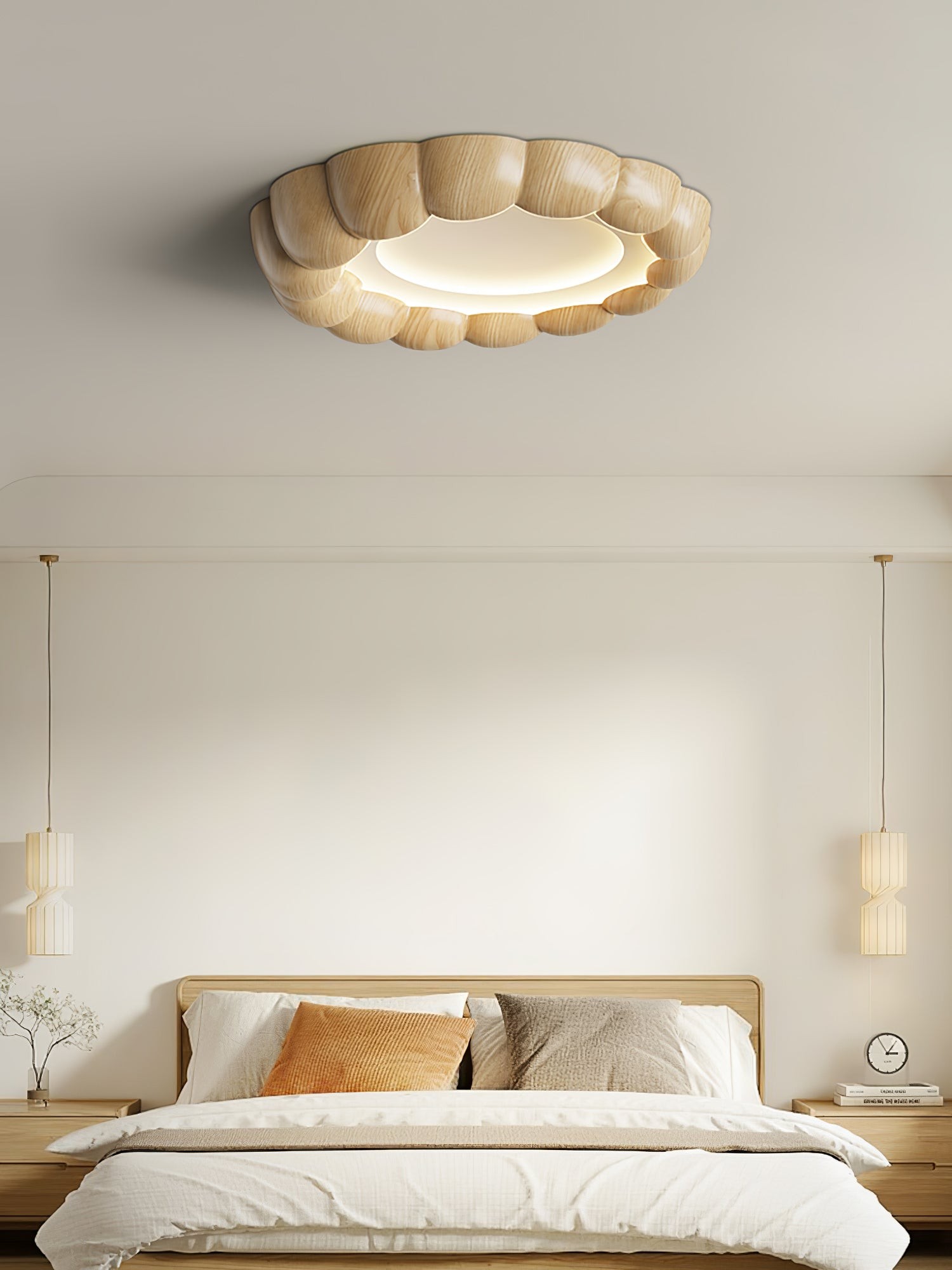 Plafondlamp met imitatiehouten rimpel HL441