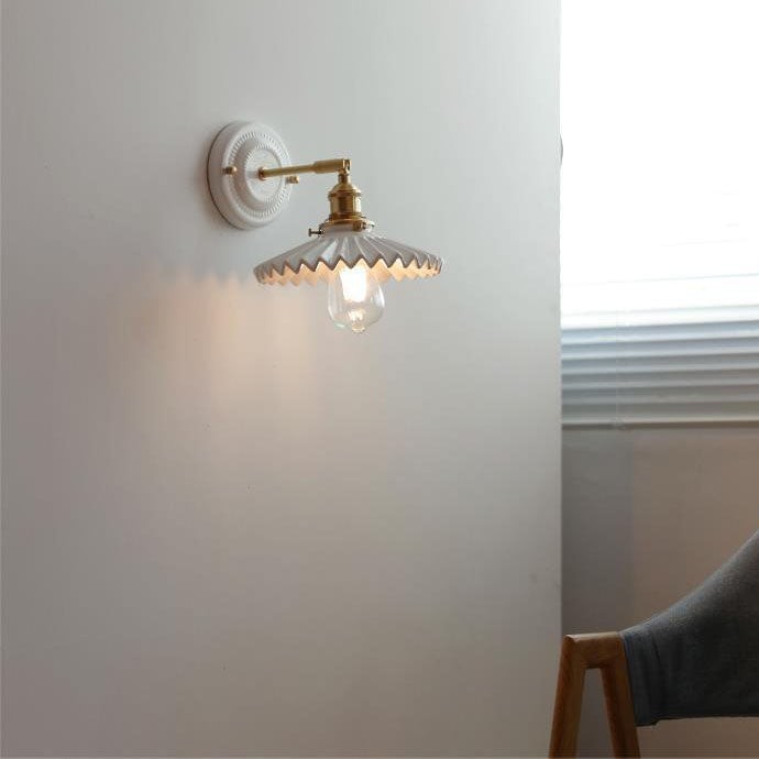 Vintage Japanse keramische messing wandlamp met 1 lamp HL1400