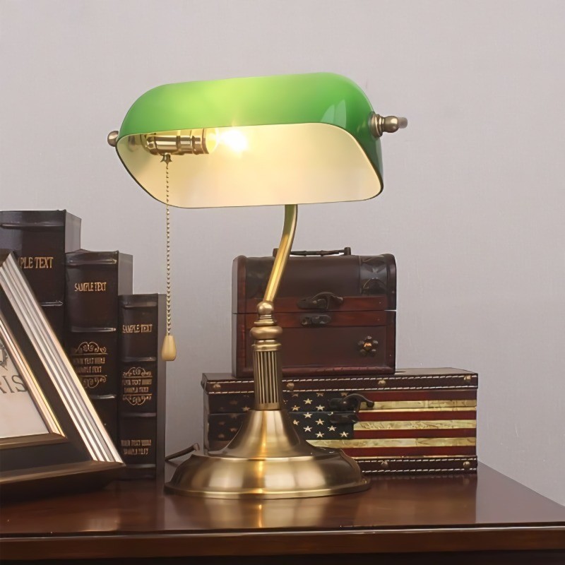 Vintage Groene Bankers Tafellamp