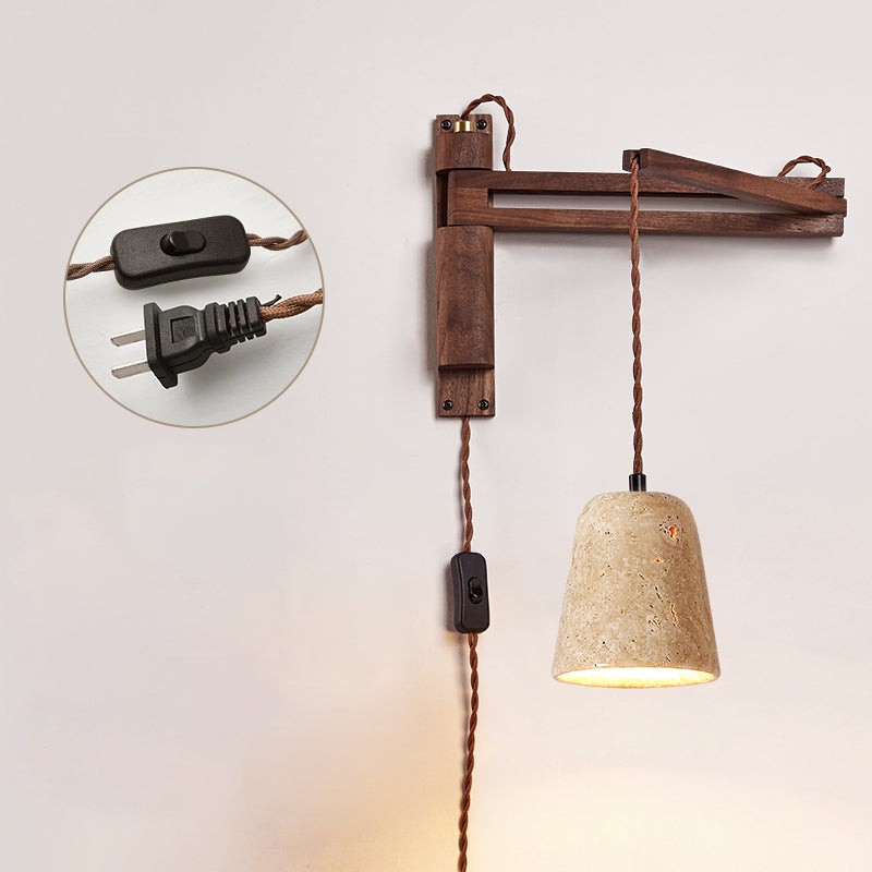 Tia Travertin Wandlamp met zwenkarm en stekker HL3238