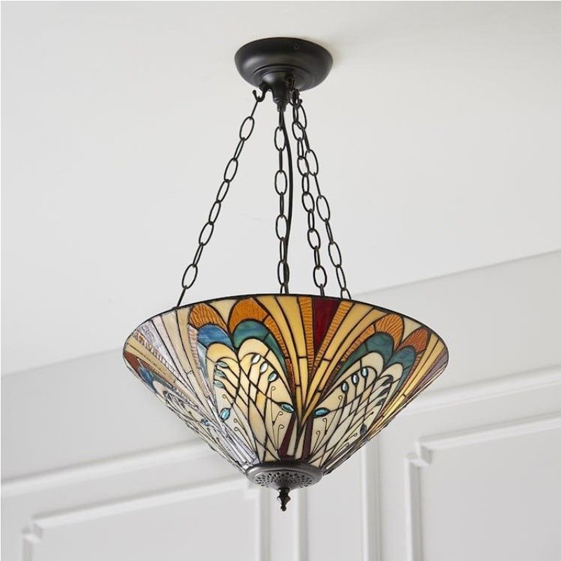 TF Hector Plafondlamp - Handgemaakt glas-in-lood design, half-inbouw of hanglamp voor thuis HL2217