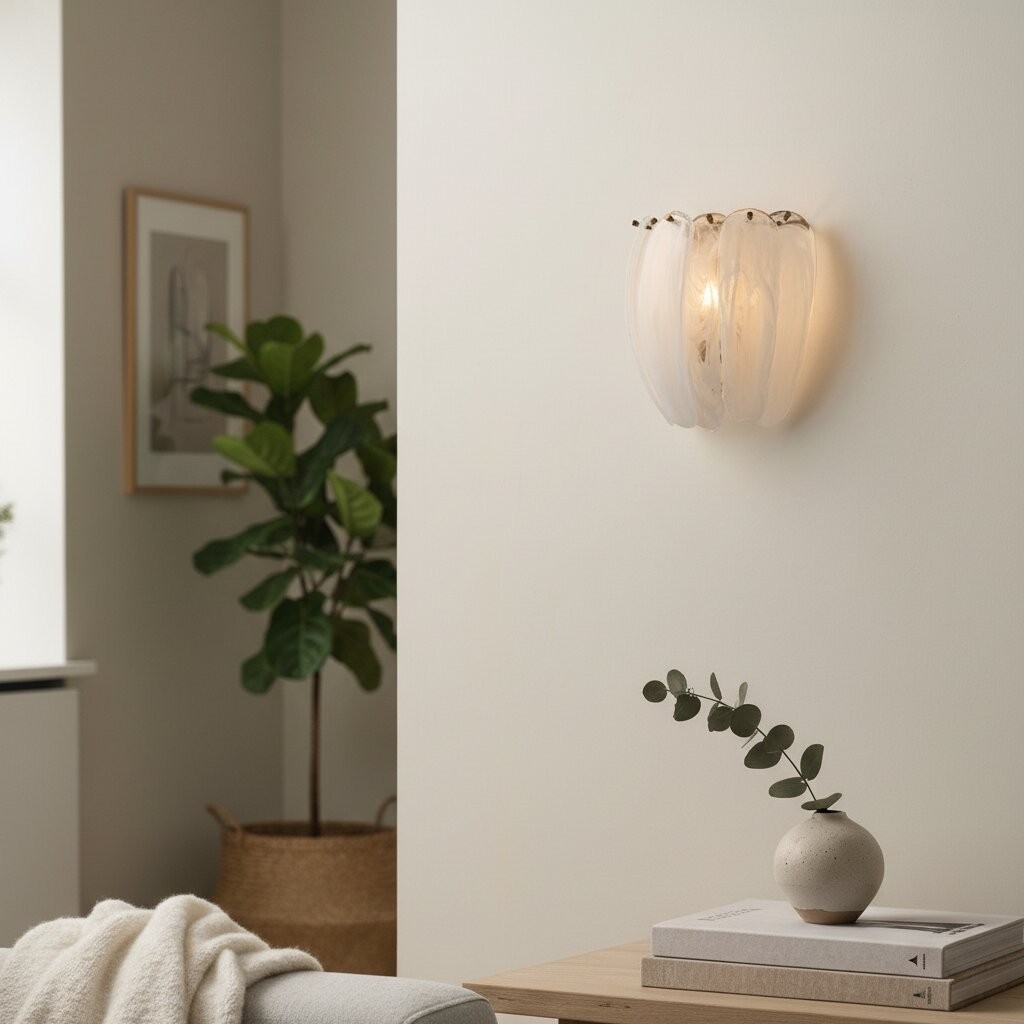 Velora Alabaste Tones gebogen glazen wandlamp - Sculpturaal elegant metalen detail voor slaapkamer of hal HL2520