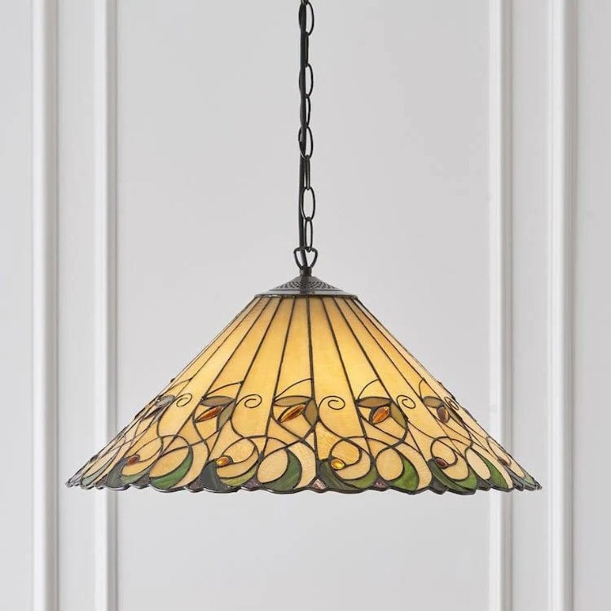 TF Jamelia Vintage Plafondlamp met bloemenmotief en glas-in-loodkoepel voor eetkamers HL2253