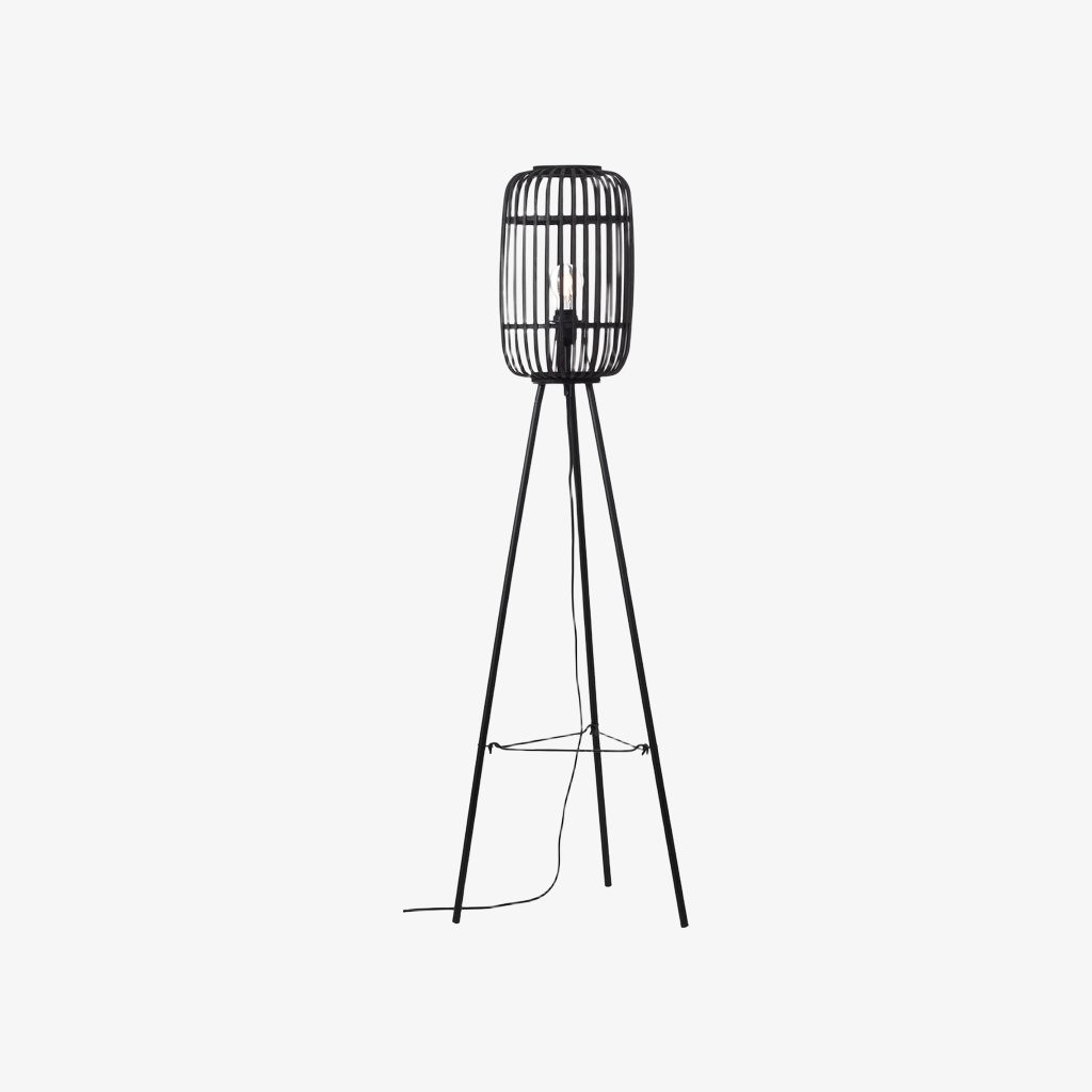 Yumeko Natural Woven Floor Lamp - Moderne Scandinavische staande lamp met bamboekap voor slaapkamers of woonkamers HL2167