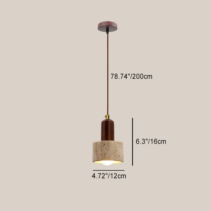 Traditionele Japanse Travertijn Houten Hanglamp HL869