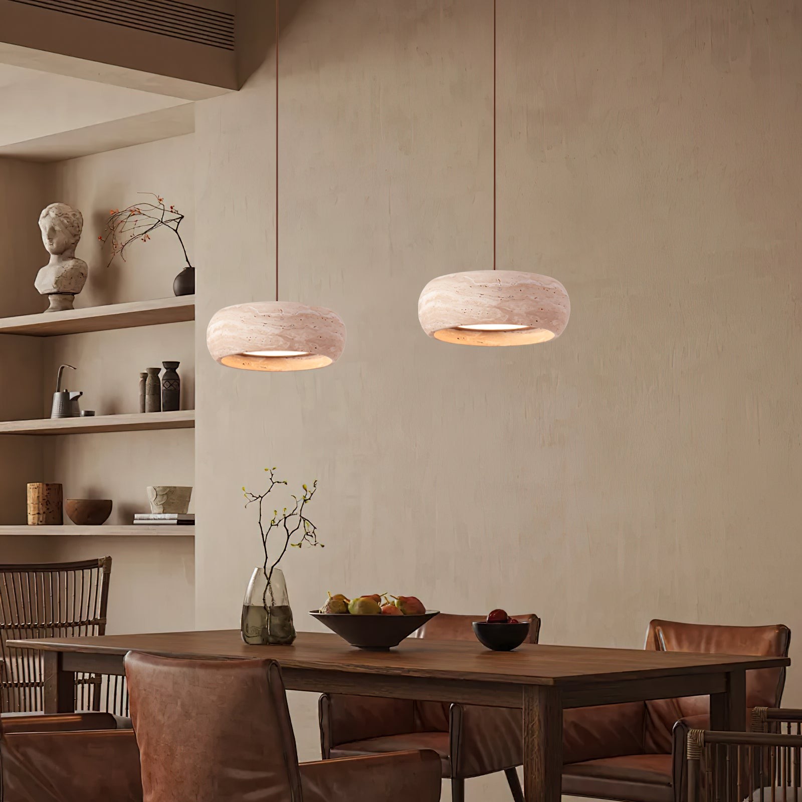 Travertin trommelvormige hanglamp HL3161