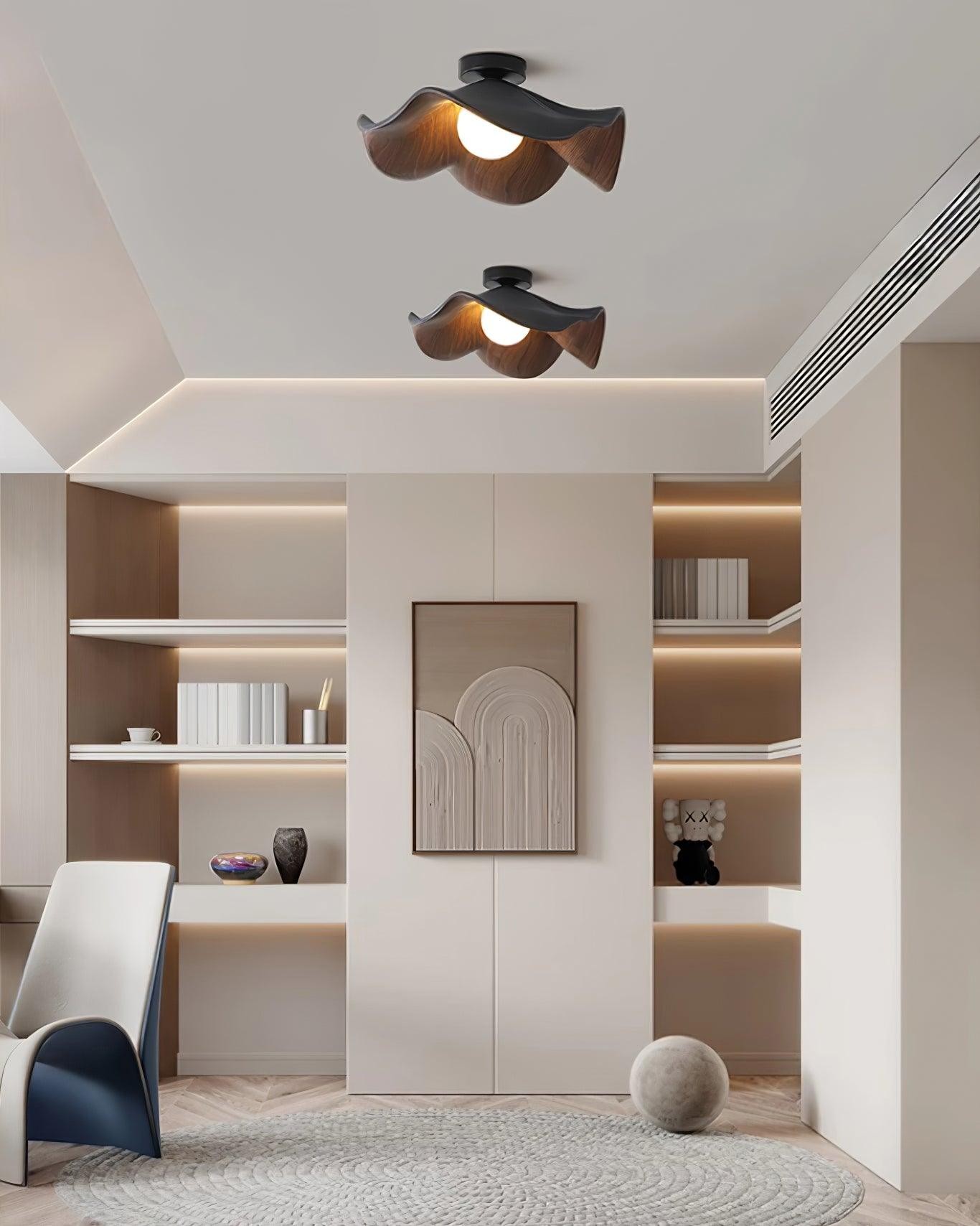 Nieuwe moderne eenvoudige plafondlamp met walnootnerf HL510