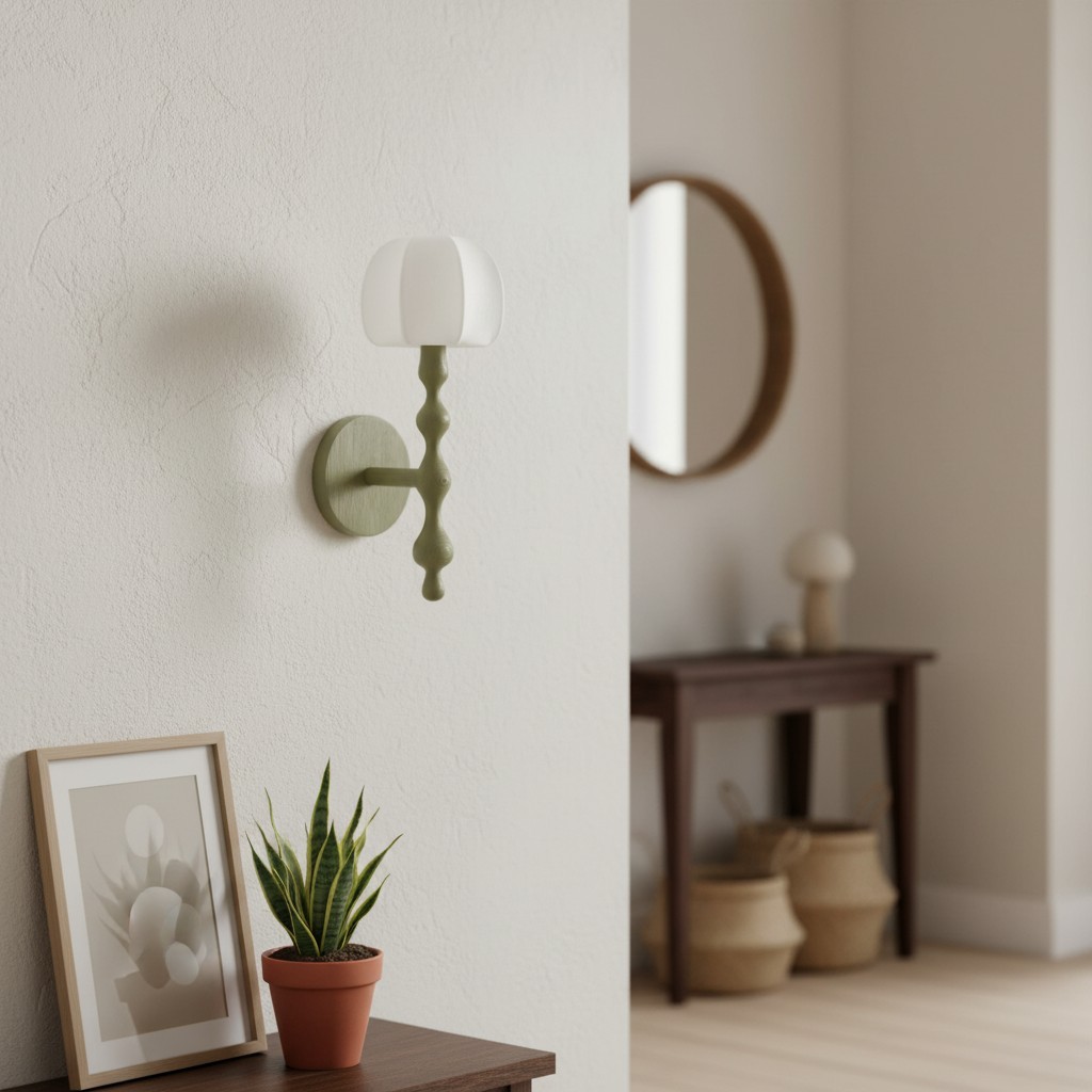 Savara moderne wandlamp met gebogen voet - zachte, diffuus verlichte stoffen kap voor hallen en woonkamers HL1902
