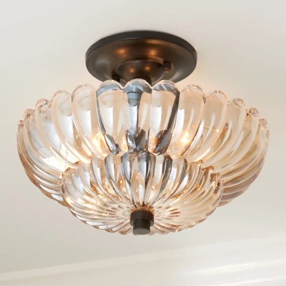 Semi-plafondlamp in parapluvorm, glazen lamp HL945