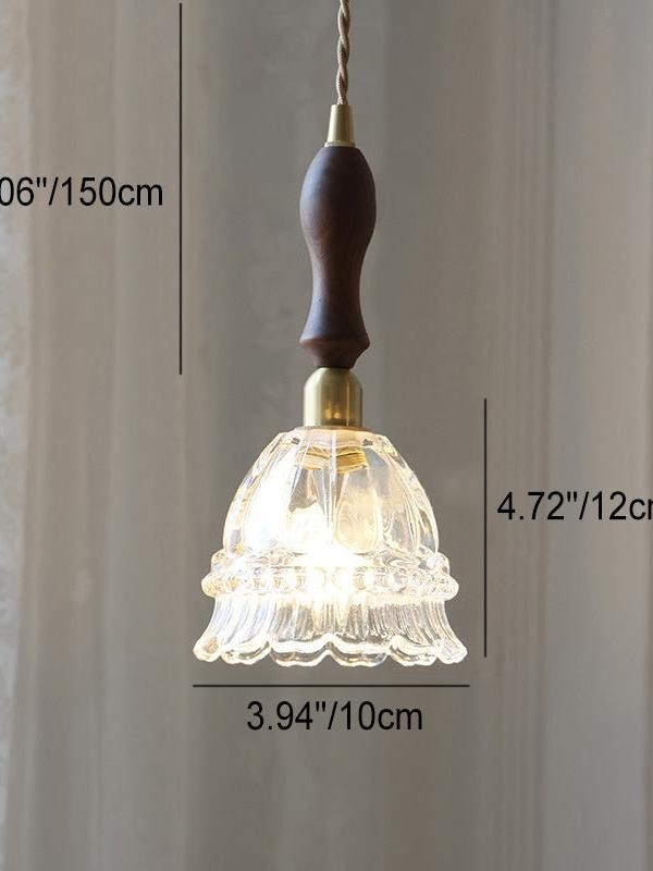 Franse pastorale kwallen glazen hanglamp HL935