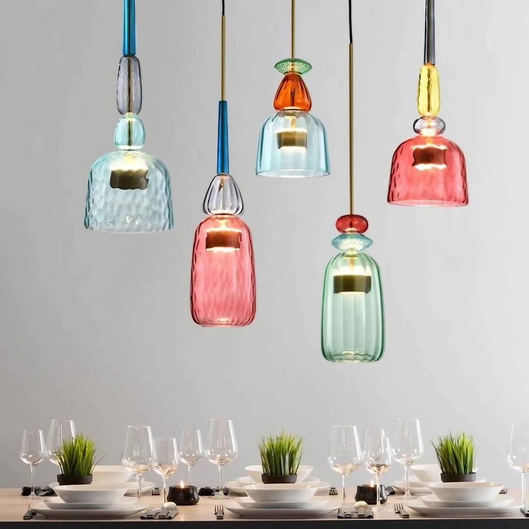 Scandinavische Macaron glas-in-lood design hanglamp HL213