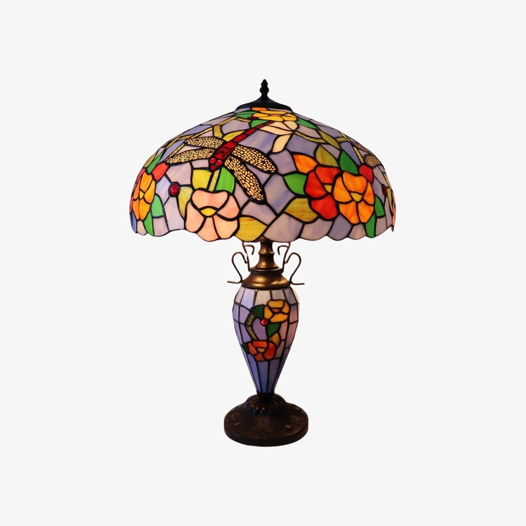 TF Keswick Dragonfly Tiffany tafellamp - Handgemaakte glas-in-loodkap voor woonkamer of slaapkamer HL2133