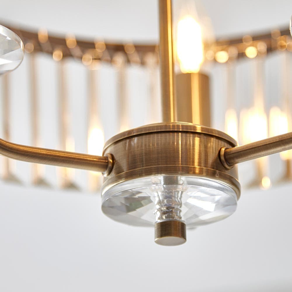 Beveline 3-lichts ronde semi-inbouwlamp - Facetgeslepen glazen kap met metalen afwerking voor gangen en slaapkamers HL2076