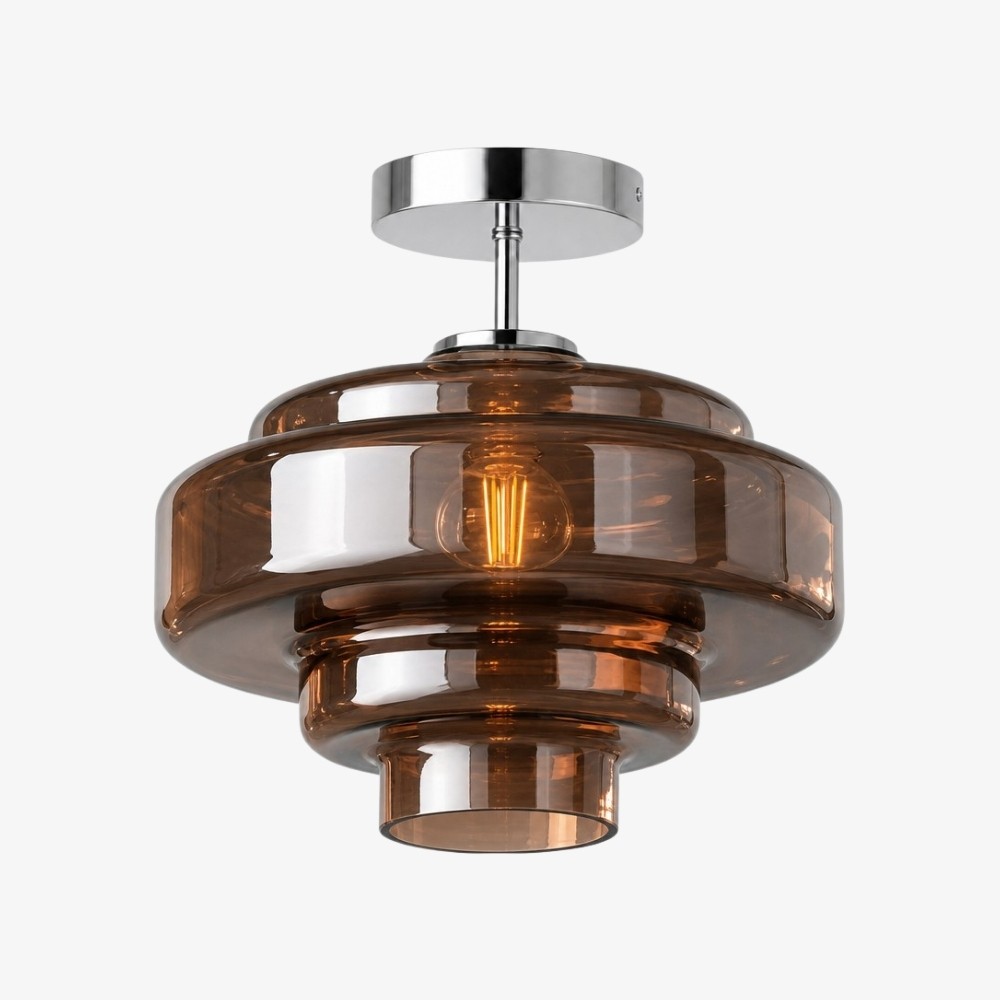 Koloro glazen plafondlamp - gelaagde, afgeronde lampenkap voor hal of garderobe HL3581