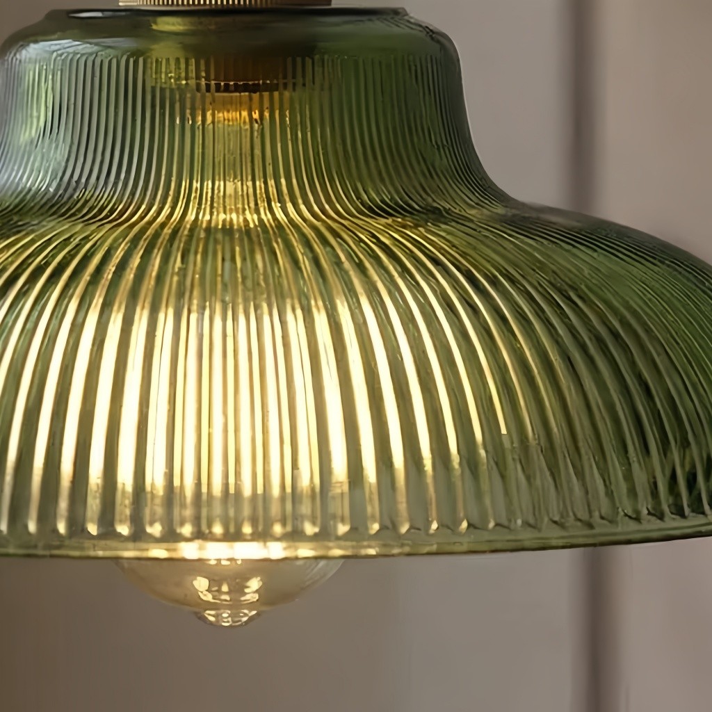Ribilux geribbelde hanglamp - Vintage glas en metaal voor keuken en eetkamer HL2461