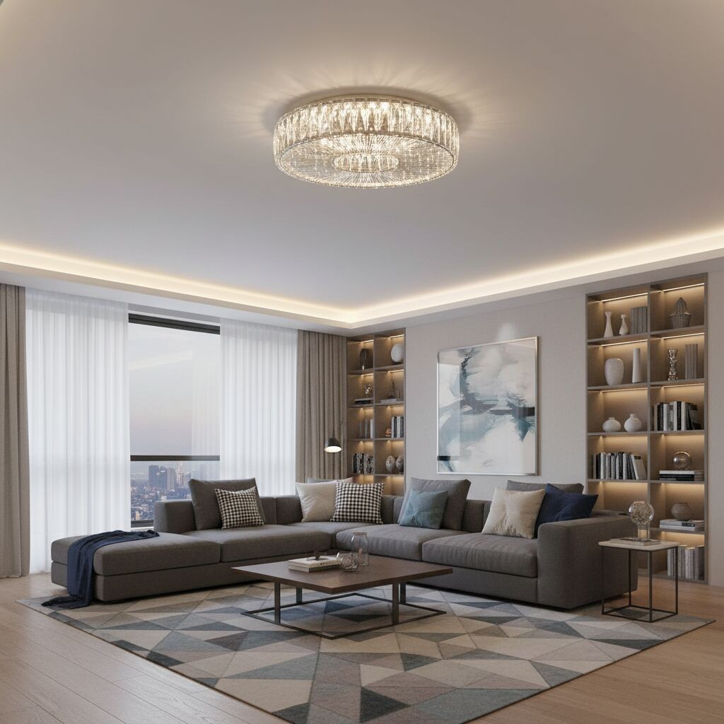 Glomar ronde plafondlamp van glas - moderne metalen en glazen afwerking voor woonruimtes HL2332