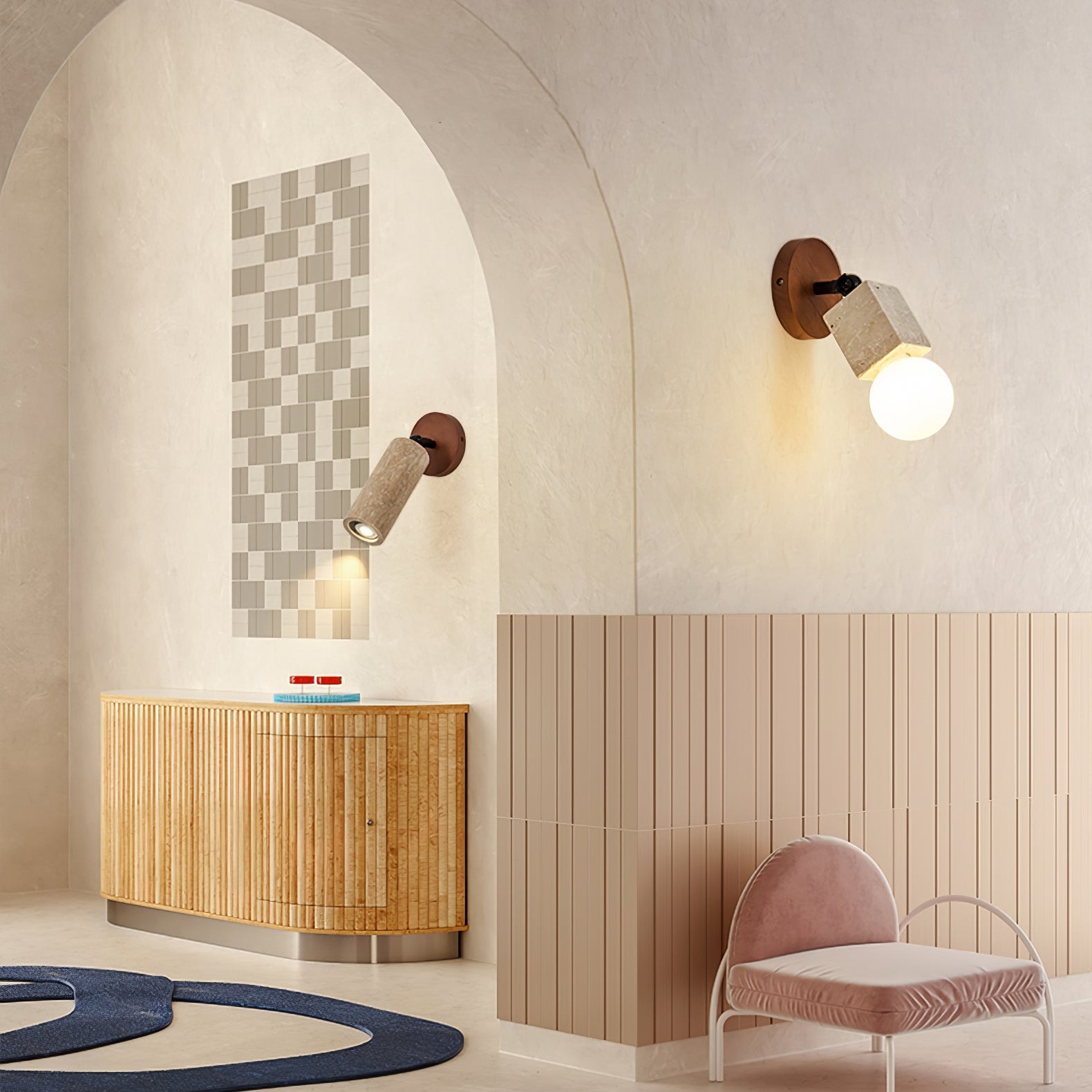 Wabi-Sabi Travertine Verstelbare Wandlamp HL851