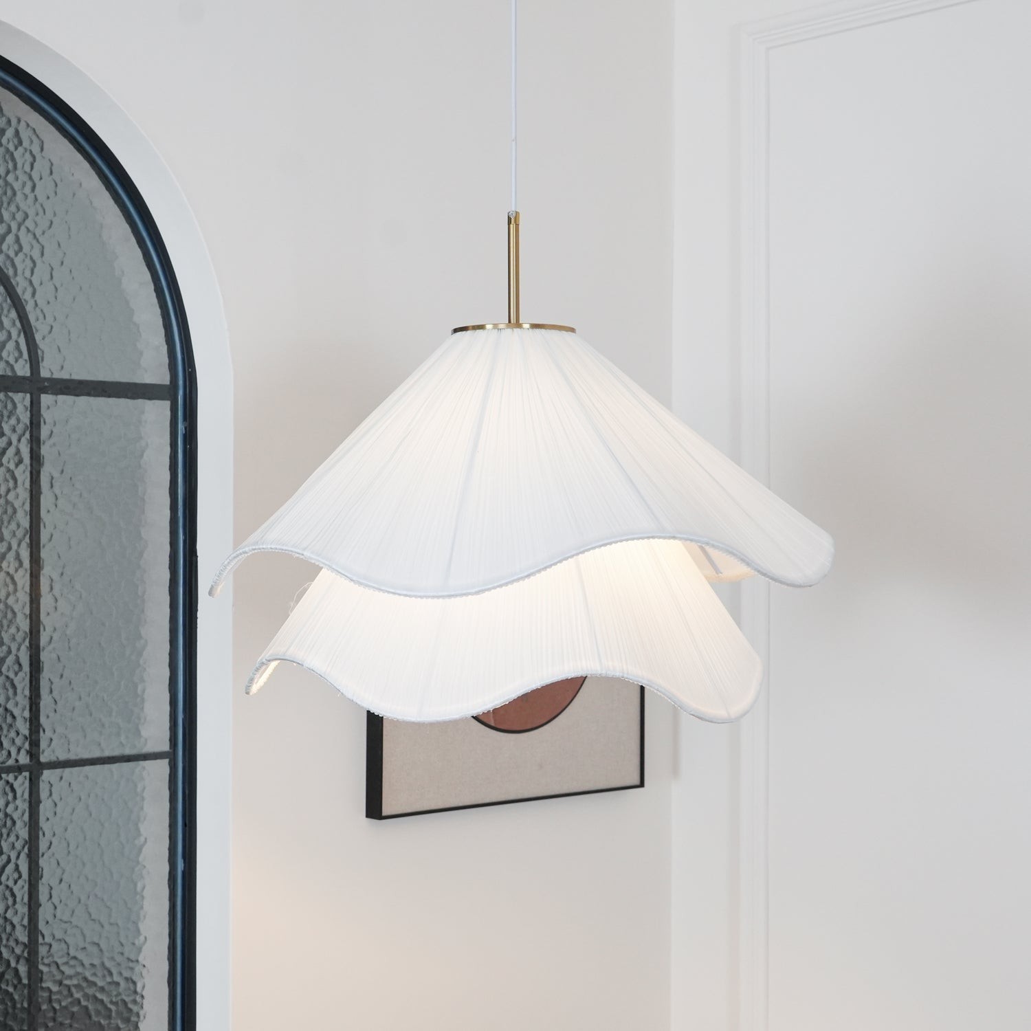 Witte gelaagde plooien hanglamp HL563