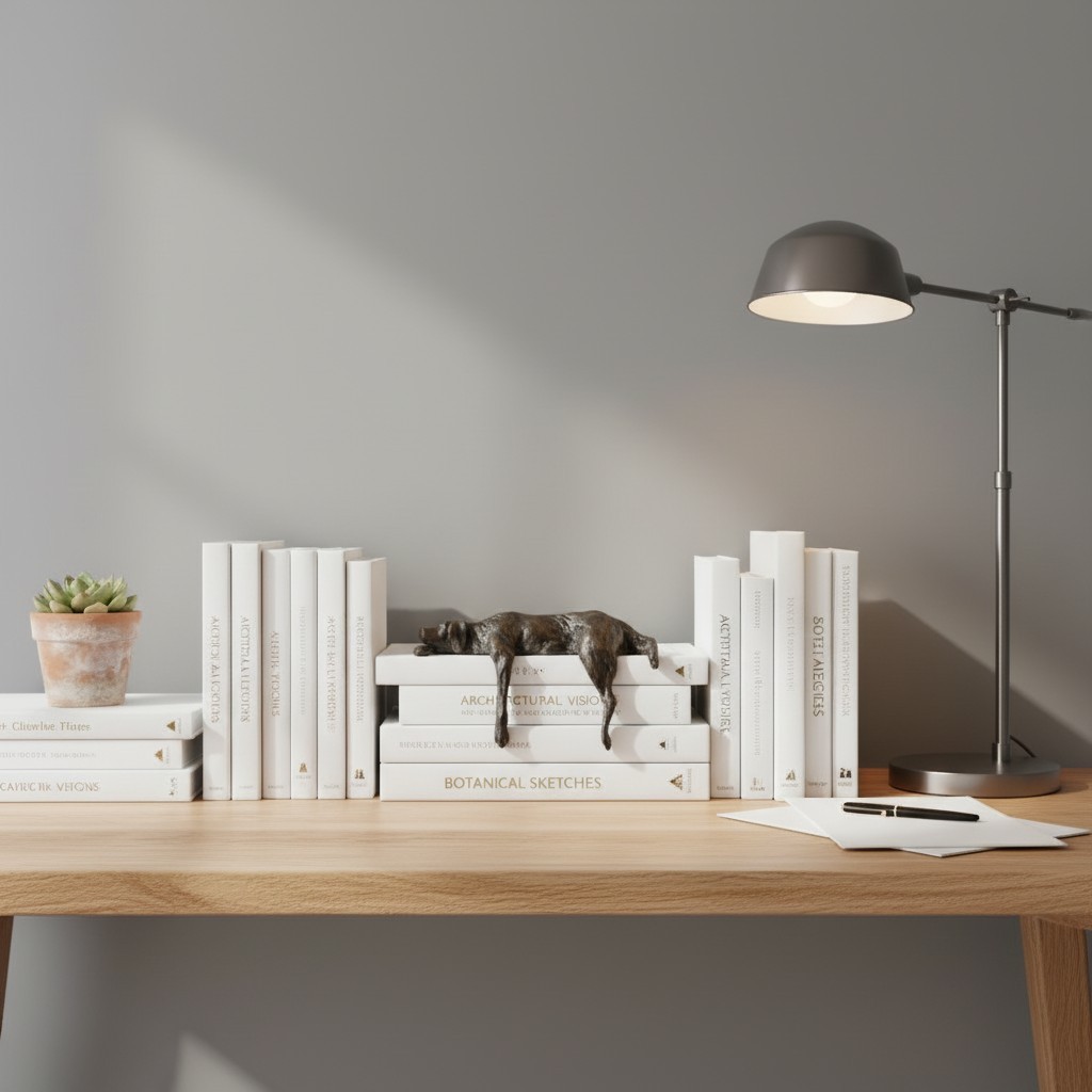 Floxo Lazy Dog en Abstracte Scandinavische Mensenfiguur Minimalistische Sculptuur voor Moderne Planken en Bureaus HL2521