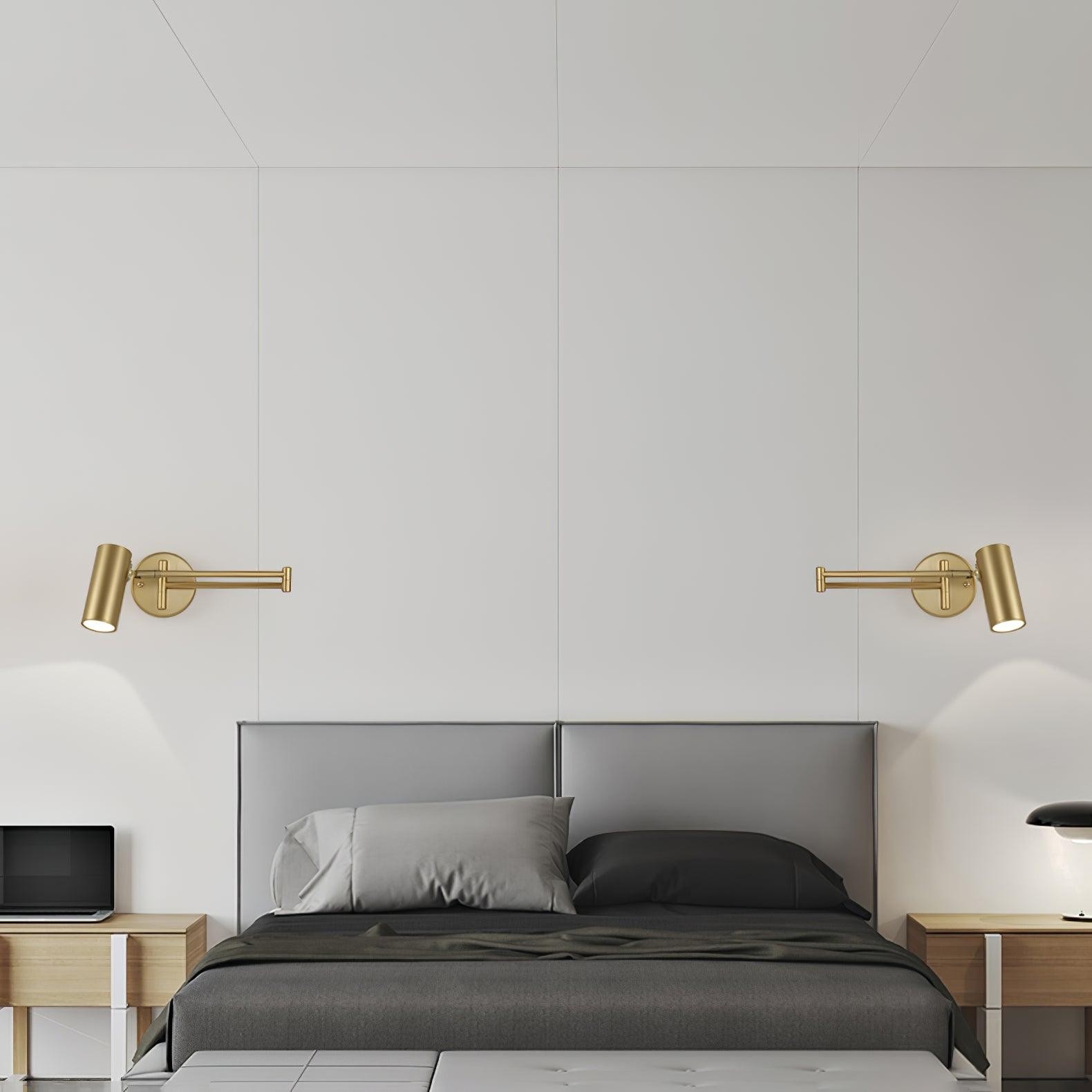 Moderne metalen cilindervormige wandlamp met zwenkarm HL1076