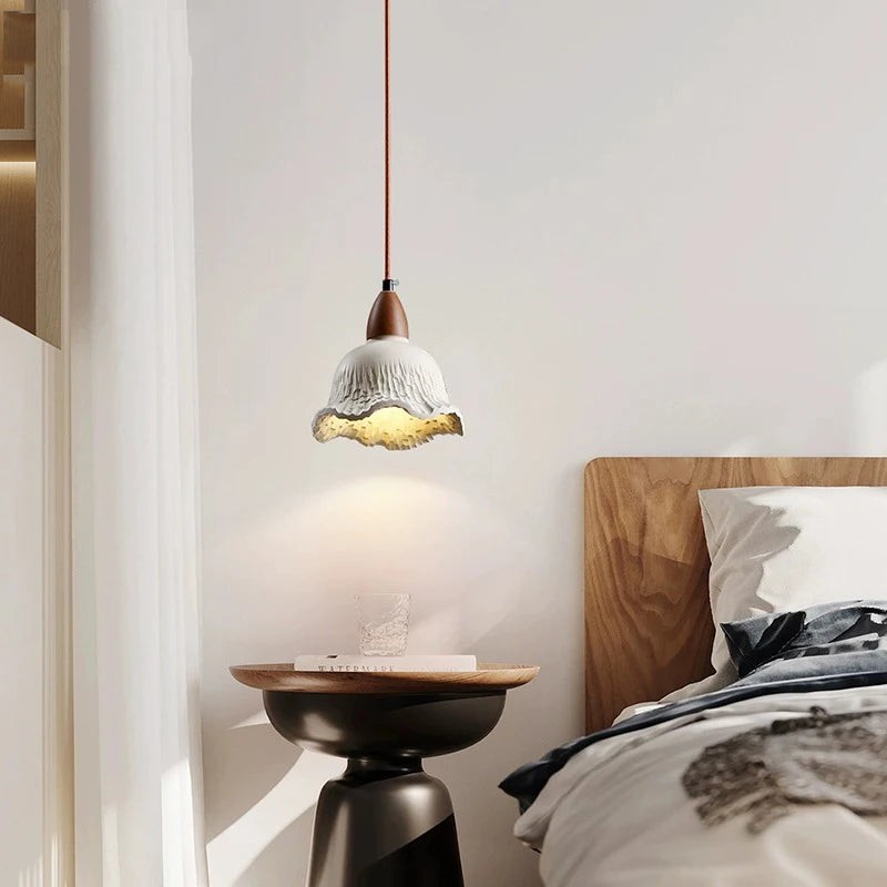 Crèmekleurige retro cementen bloemen hanglamp HL1312