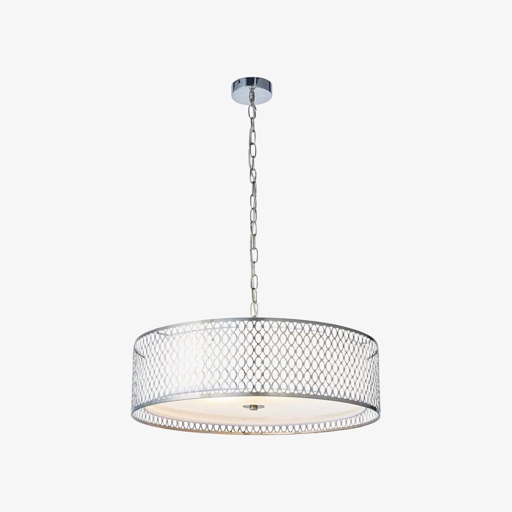 Liorin Geometrische Hanglamp - Moderne Hanglamp met Metalen en Stoffen Kap en Opengewerkt Sierwerk voor Interieurs HL2100