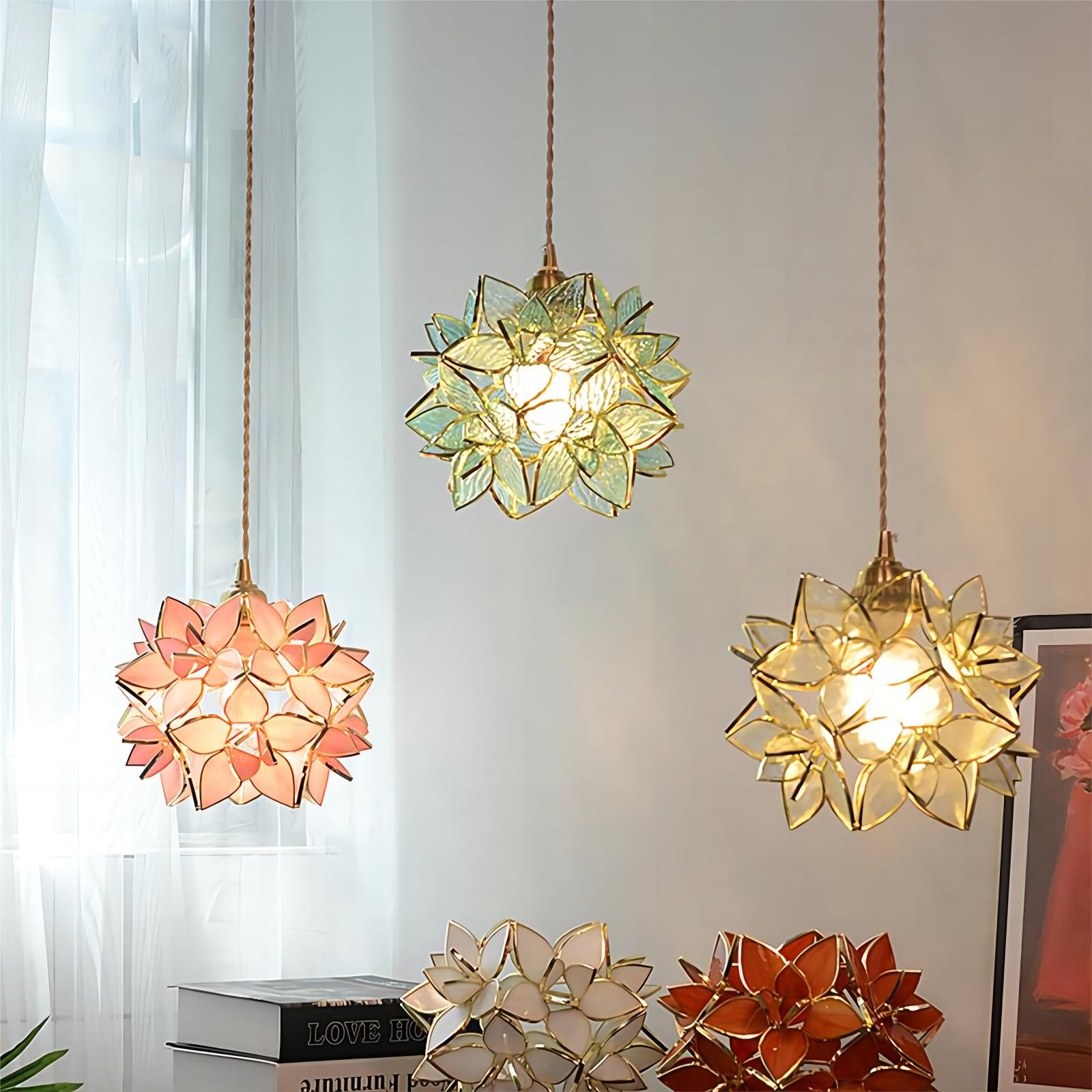 Romantische Handgeblazen Glazen Bloemen Hanglamp HL85