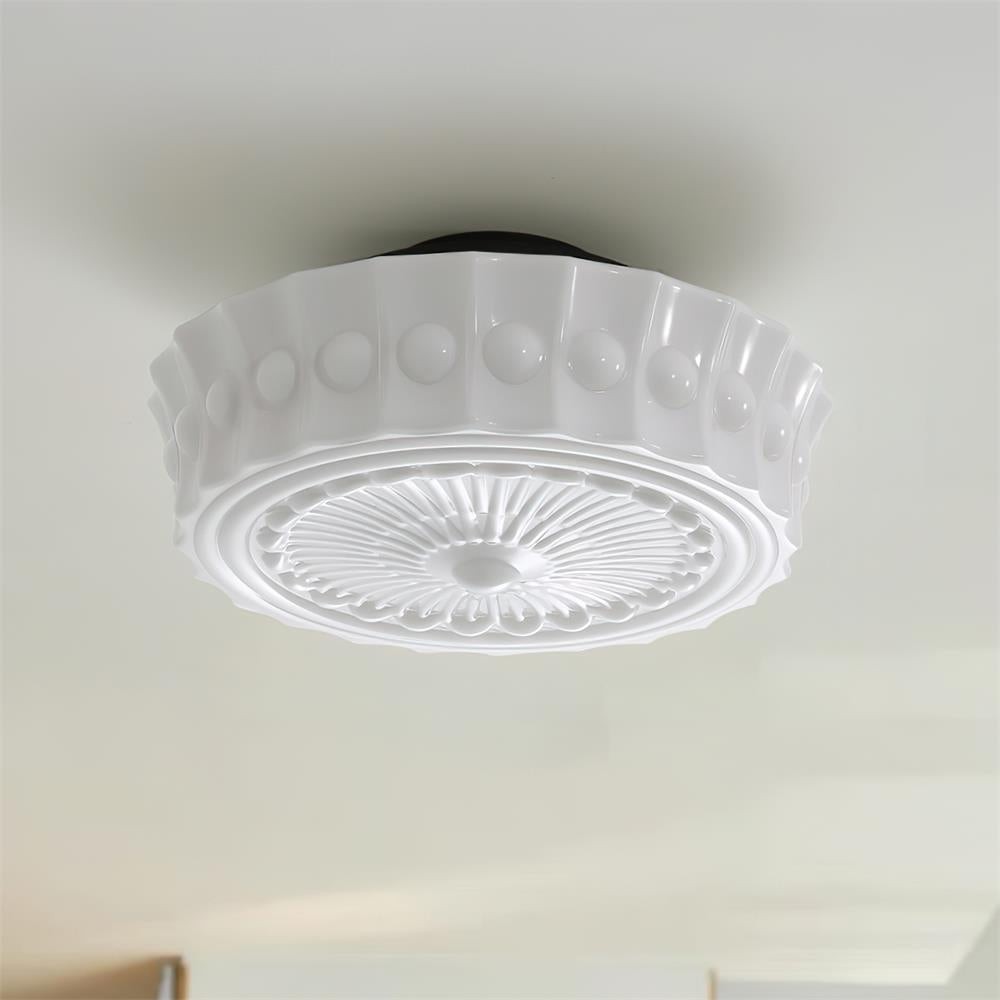 Franse vintage glazen plafondlamp in crèmestijl HL555