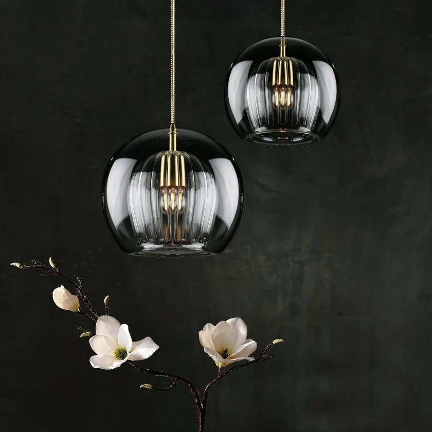 Moderne geplooide glazen hanglamp HL954