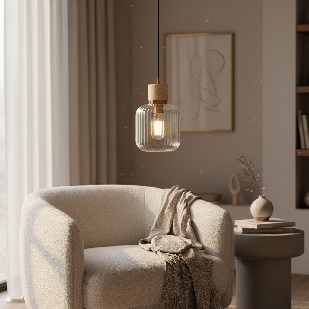 Korlisse Hanglamp van natuursteen en glas - Stijlvolle lamp voor de woonkamer of zitkamer HL2124