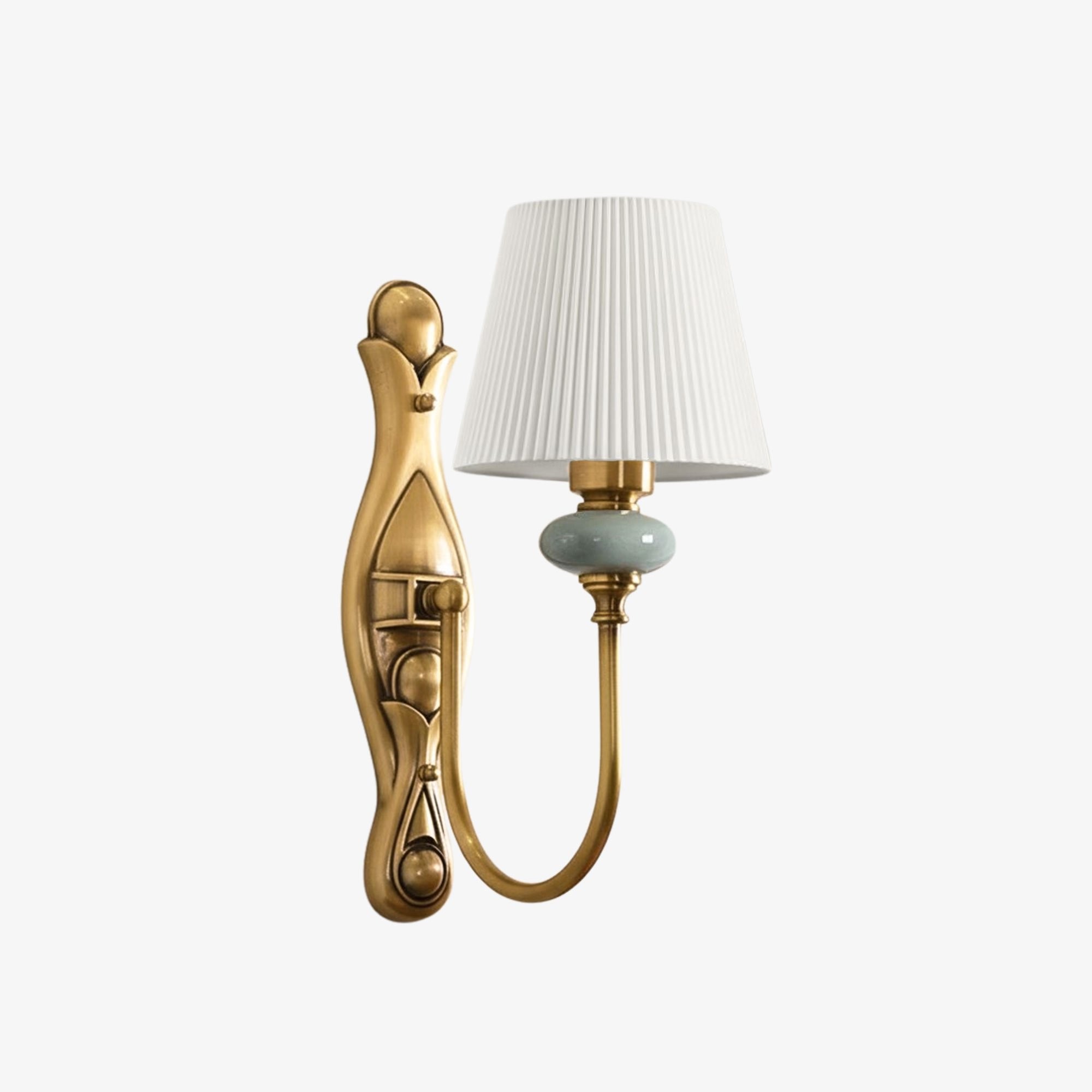 Rowanea keramische wandlamp met stoffen kap en metalen afwerking - Moderne halverlichting in landelijke stijl HL2409