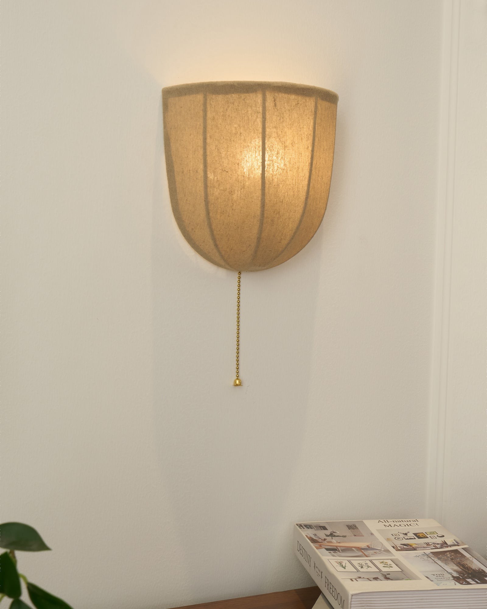 Fablune linnen wandlamp - moderne wandlamp met stoffen kap en textuur voor de woonkamer HL1134