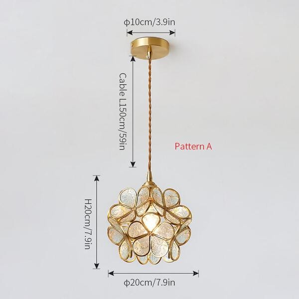 Romantische handgeblazen glazen bloemblad hanglamp HL47