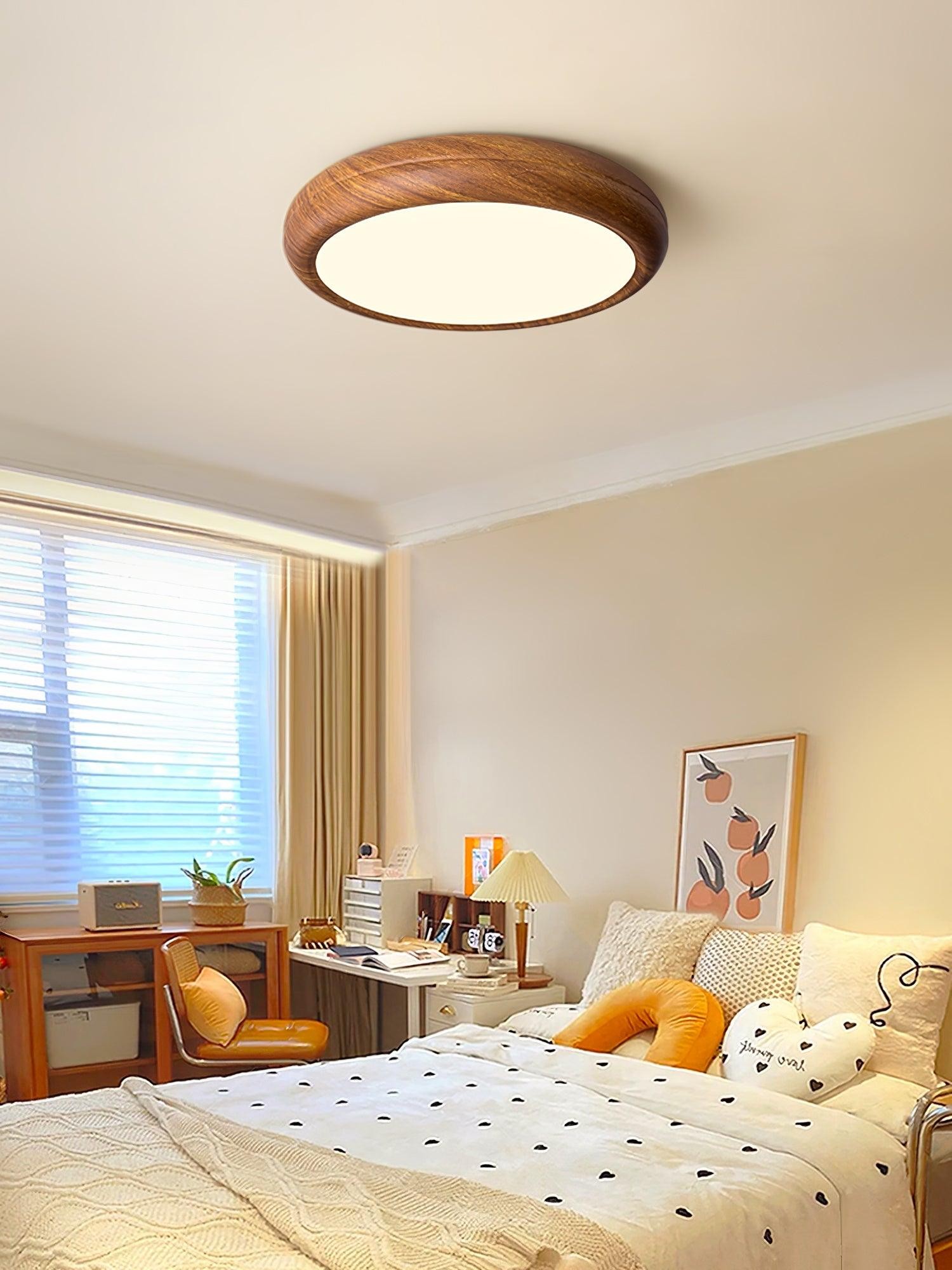 Ronde plafondlamp met houtnerf HL825