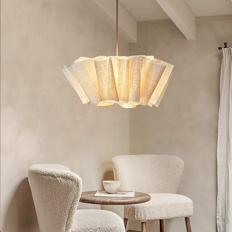 Hanglamp met geplooide stof van Noords linnen HL1403