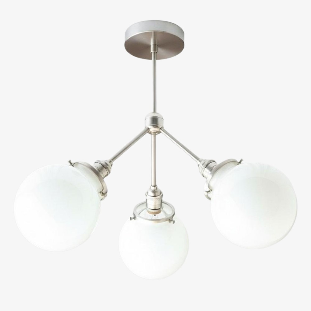 Glorica Glazen Kroonluchter - Messing Bolvormige Plafondlamp met Opaal Kap HL1692