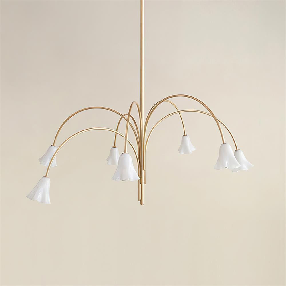 Bellina moderne romantische kroonluchter - botanisch lelie-ontwerp met glazen bloemen HL1642
