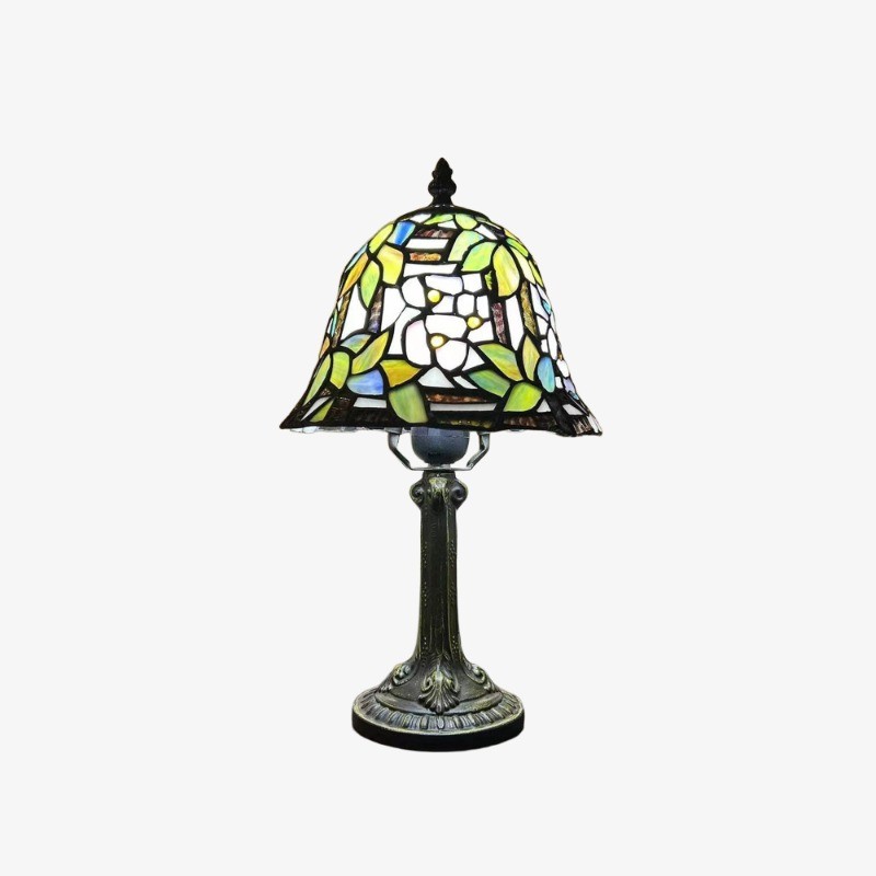 Virelle Traditionele Tiffany Tafellamp – Kleurrijke Bureaulamp met Glas-in-lood Koepel voor Slaapkamer HL2337