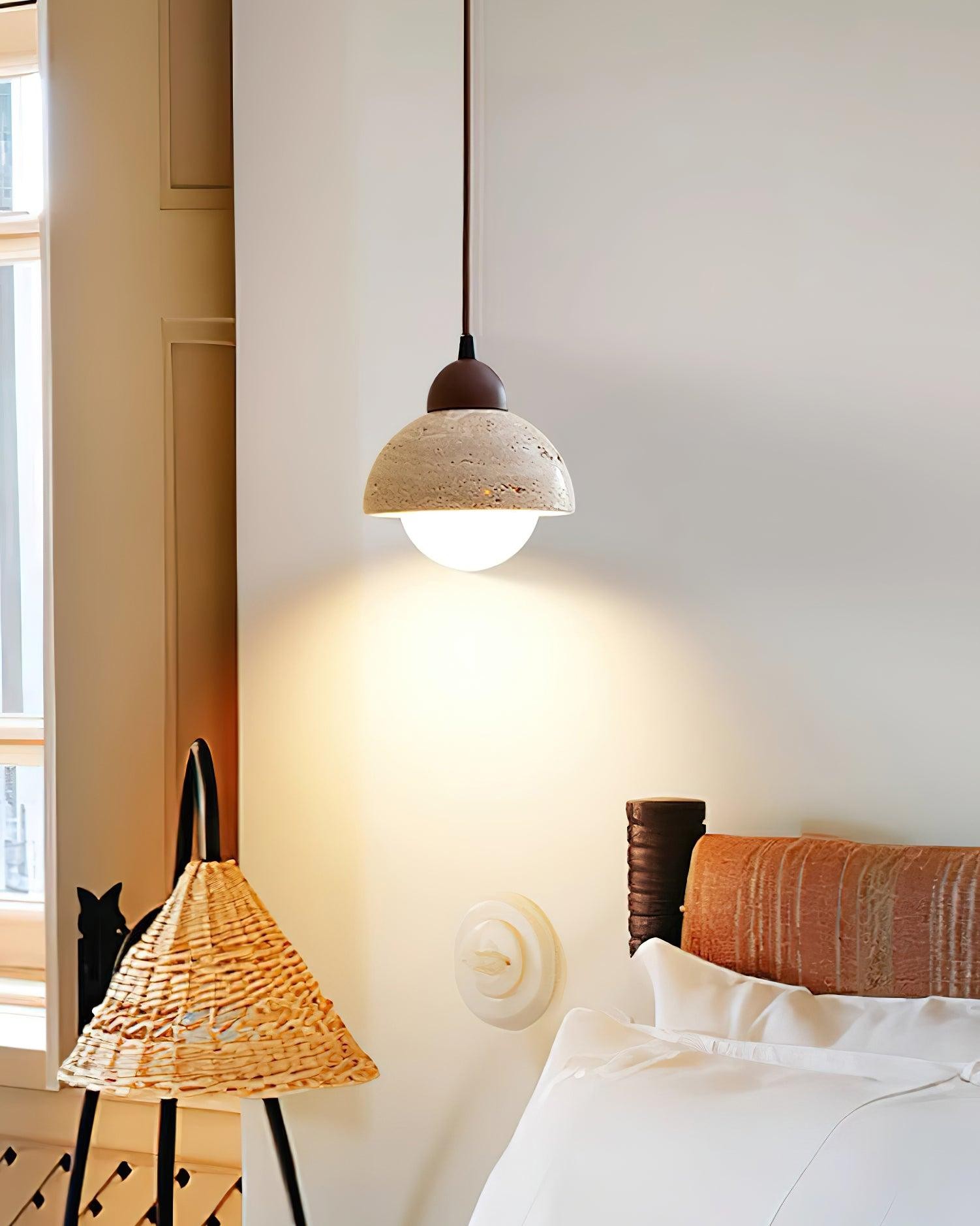 Gele travertijn hanglamp in Wabi-Sabi-stijl HL735